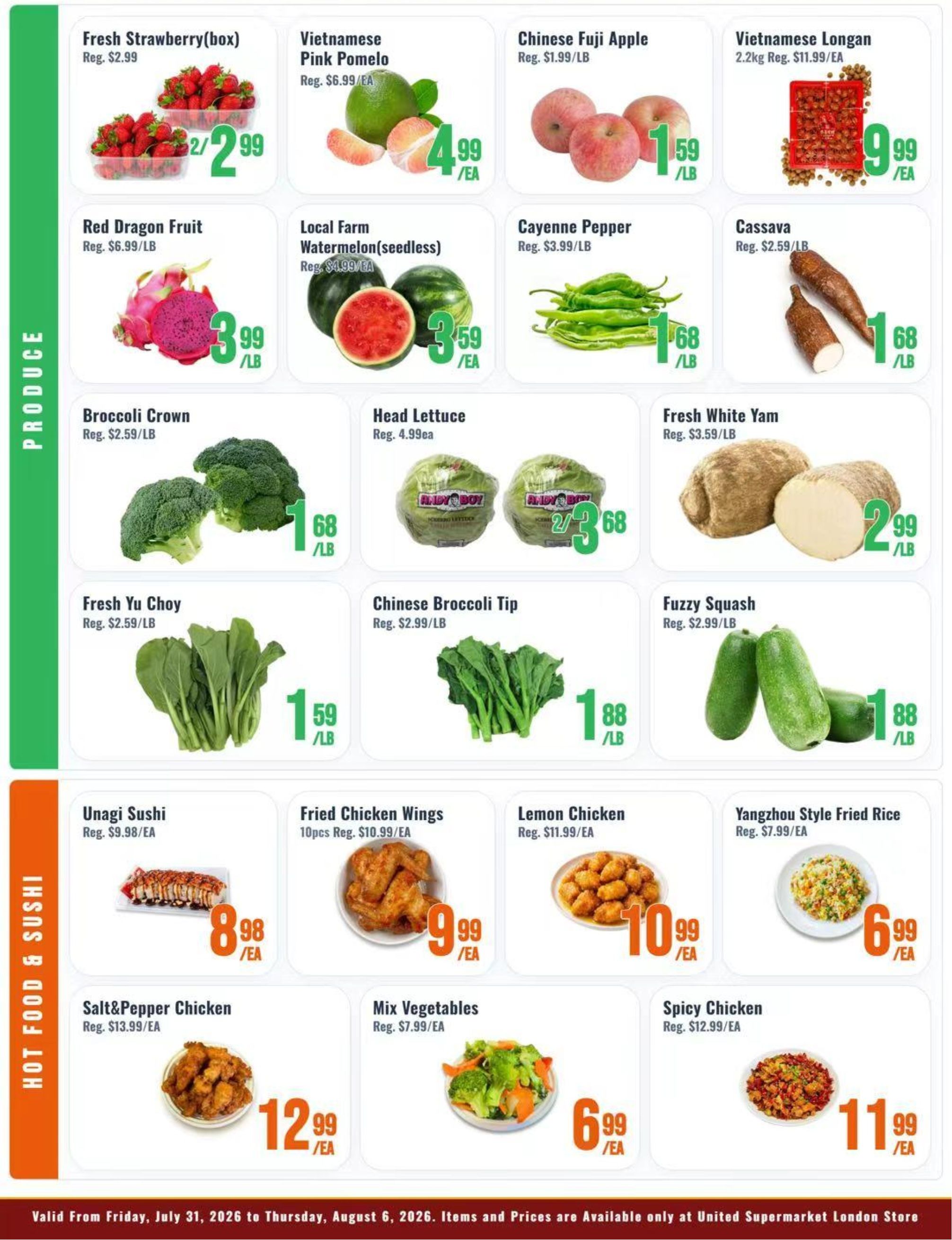 United Supermarket (London) Flyer July 31 to August 6
