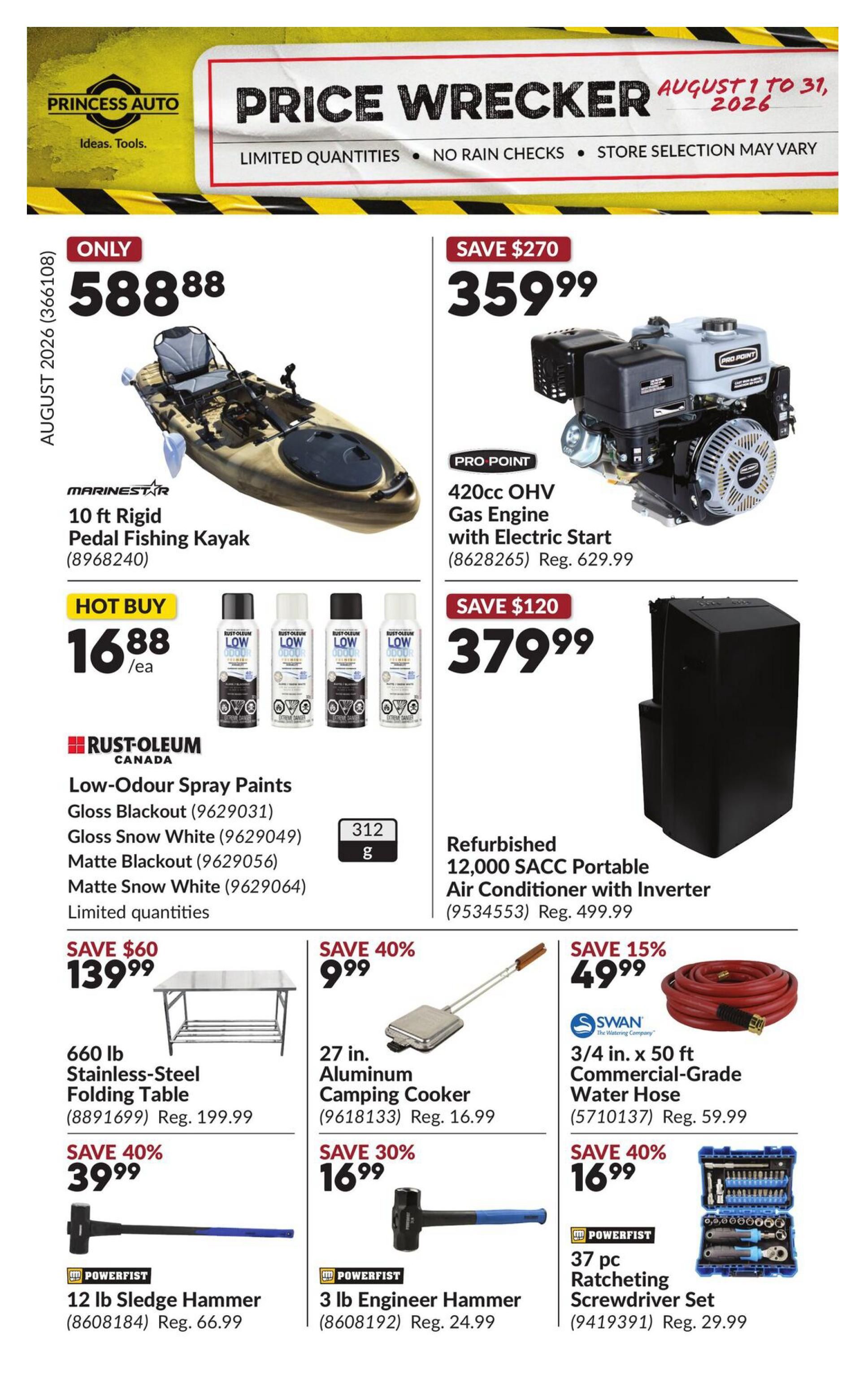 Princess Auto Price Wrecker Flyer August 1 to 31