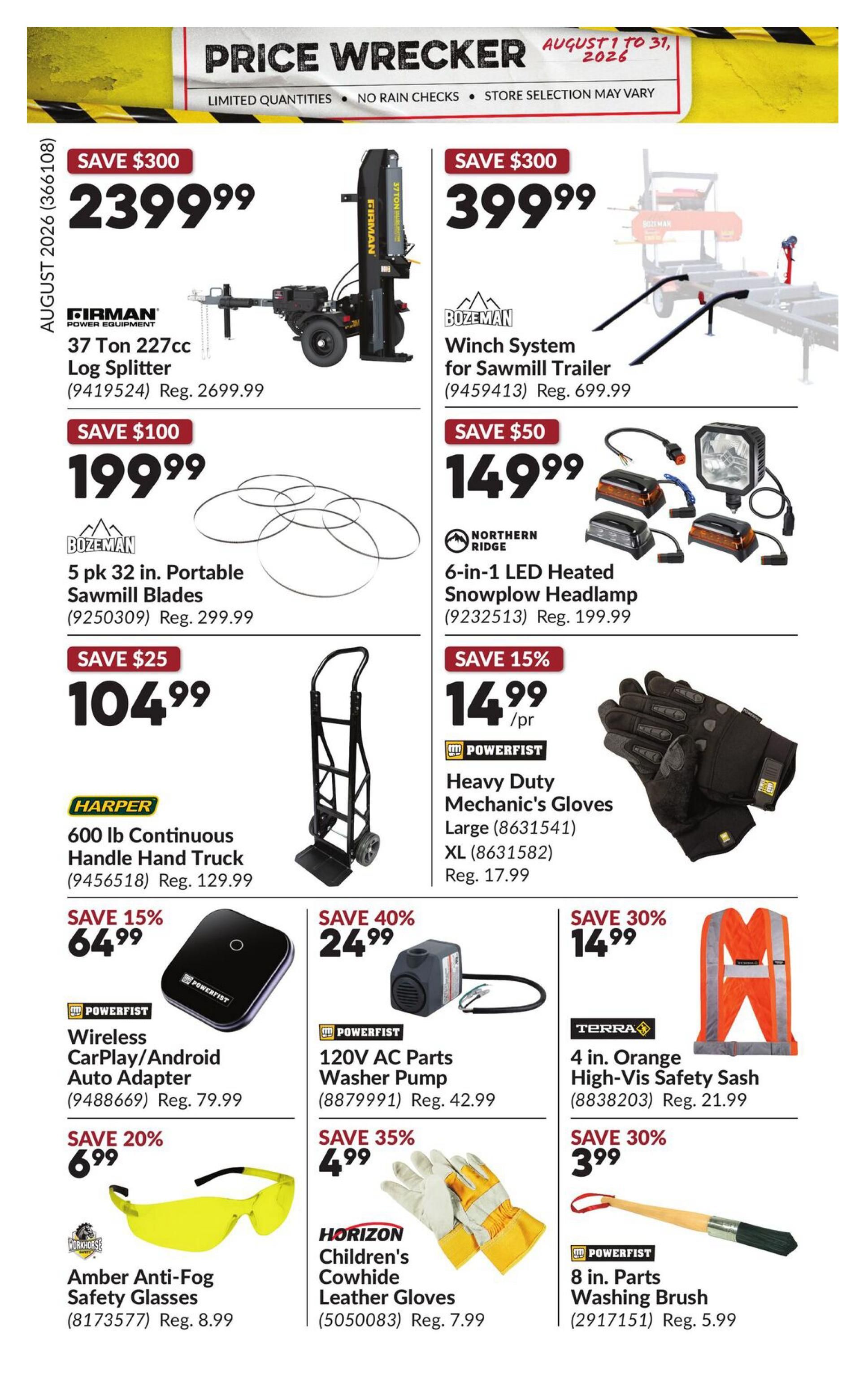 Princess Auto Price Wrecker Flyer August 1 to 31