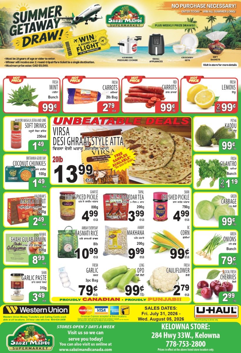 Sabzi Mandi Supermarket (Kelowna) Flyer July 31 to August 5