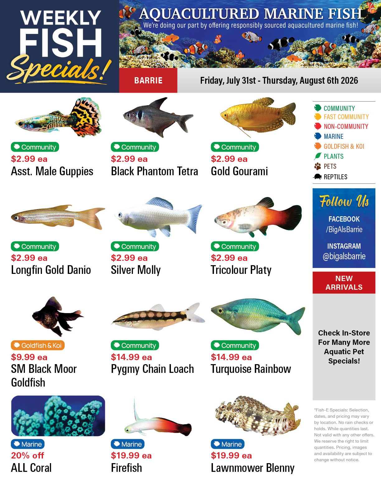 Big Al's (Barrie) Weekly Specials July 31 to August 6