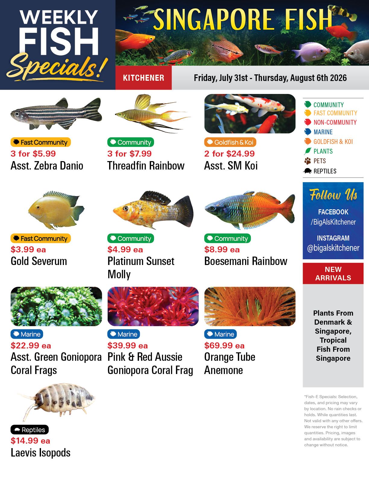 Big Al's (Kitchener) Weekly Specials July 31 to August 6