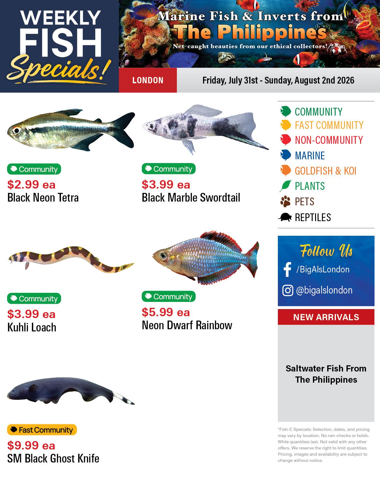 Big Al's (London) Weekend Specials July 31 to August 2