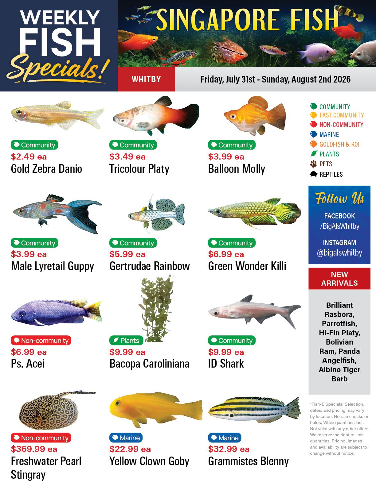 Big Al's (Whitby) Weekly Specials July 31 to August 6