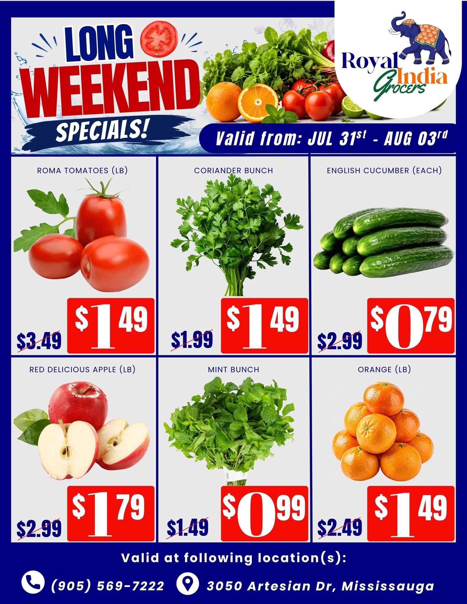 Royal India Grocers Flyer July 31 to August 3
