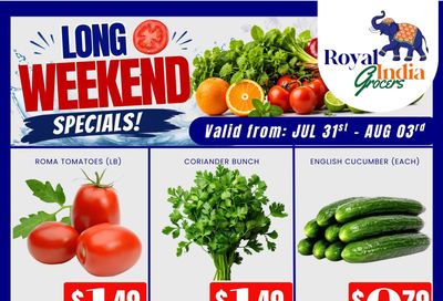 Royal India Grocers Flyer July 31 to August 3