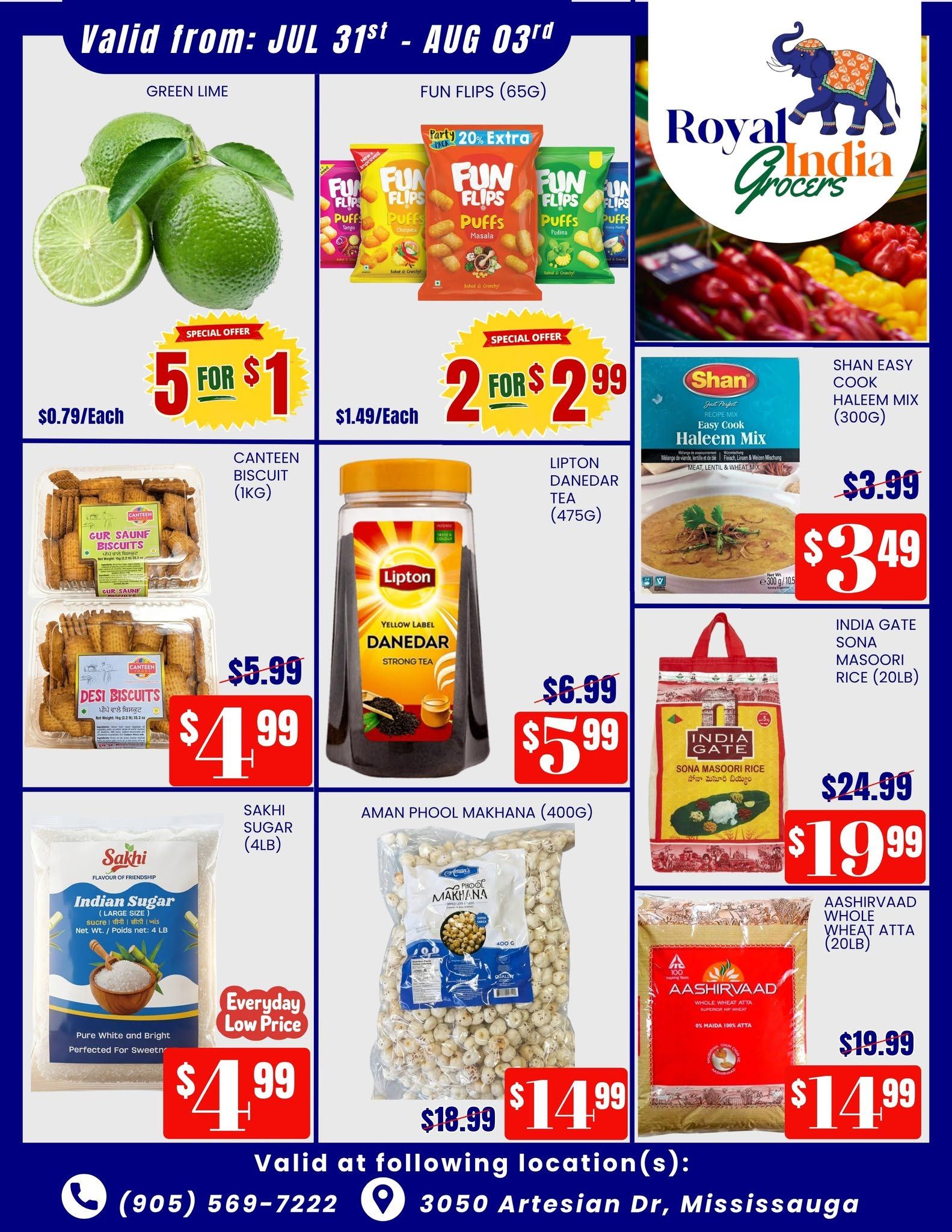 Royal India Grocers Flyer July 31 to August 3