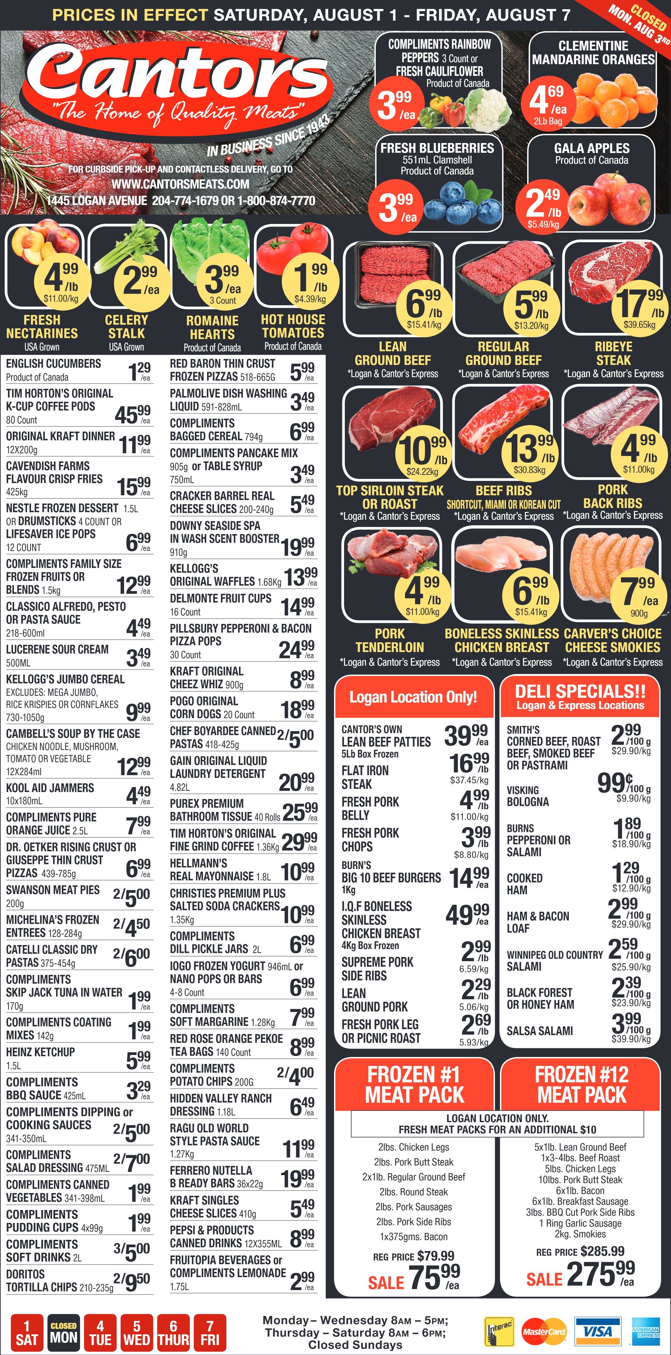 Cantor's Meats Flyer August 1 to 7