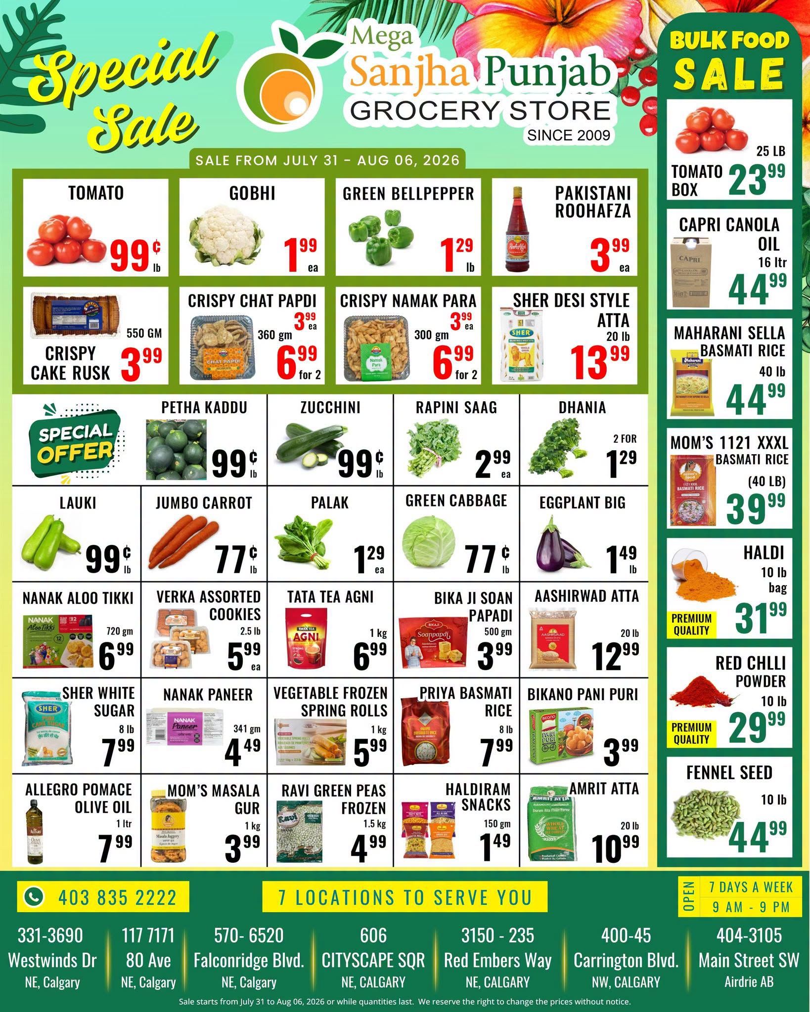 Sanjha Punjab Grocery Store Flyer July 31 to August 6