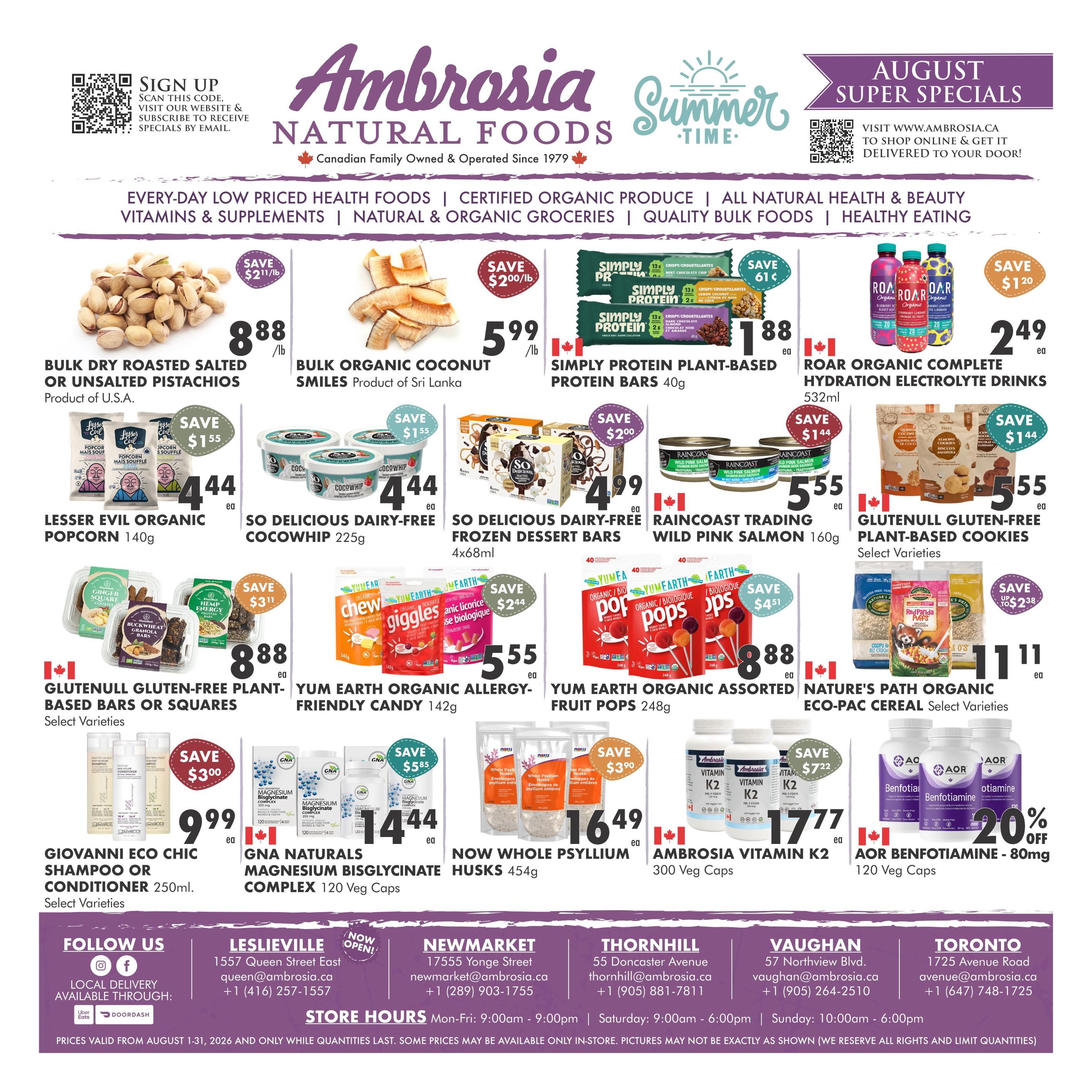 Ambrosia Natural Foods Flyer August 1 to 31