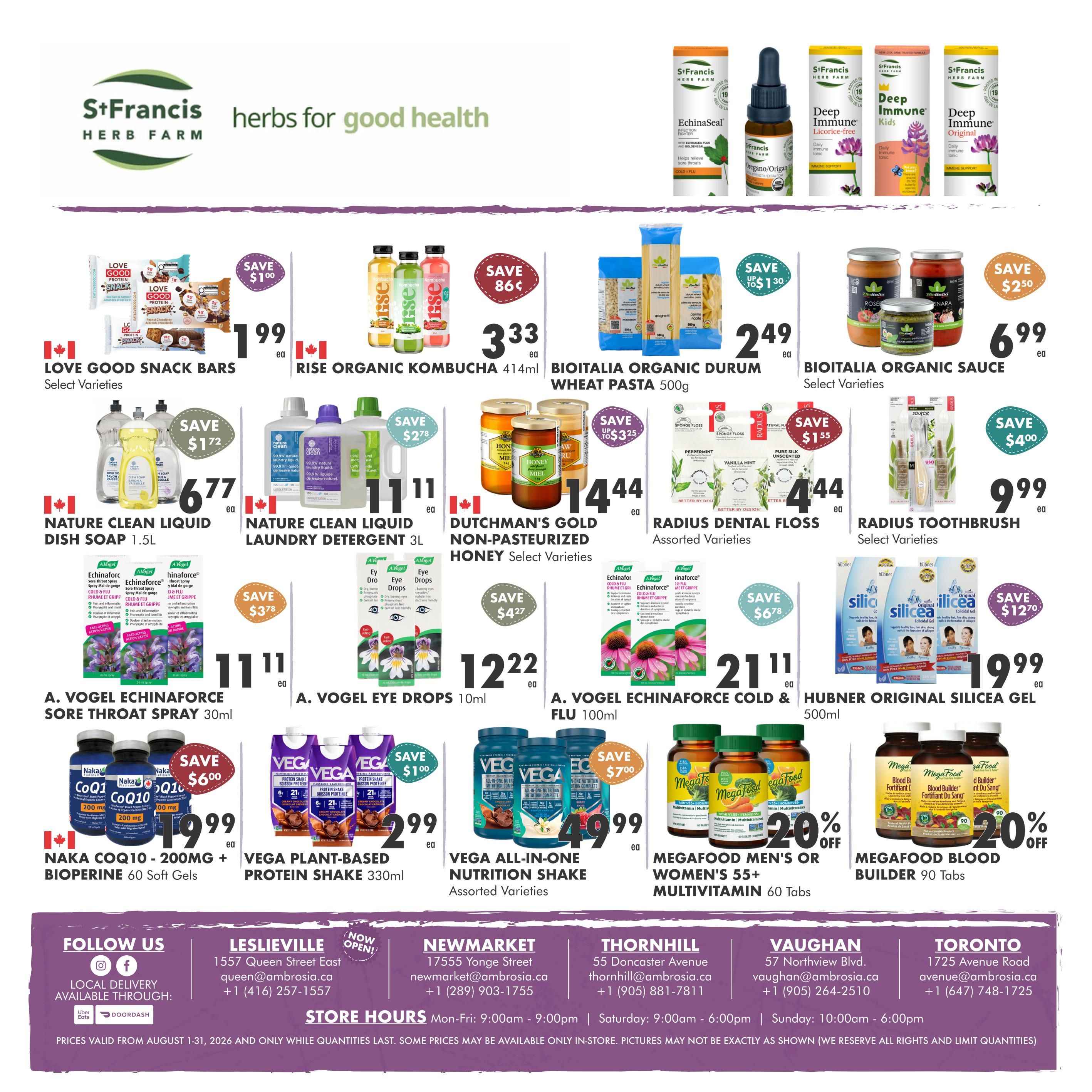 Ambrosia Natural Foods Flyer August 1 to 31