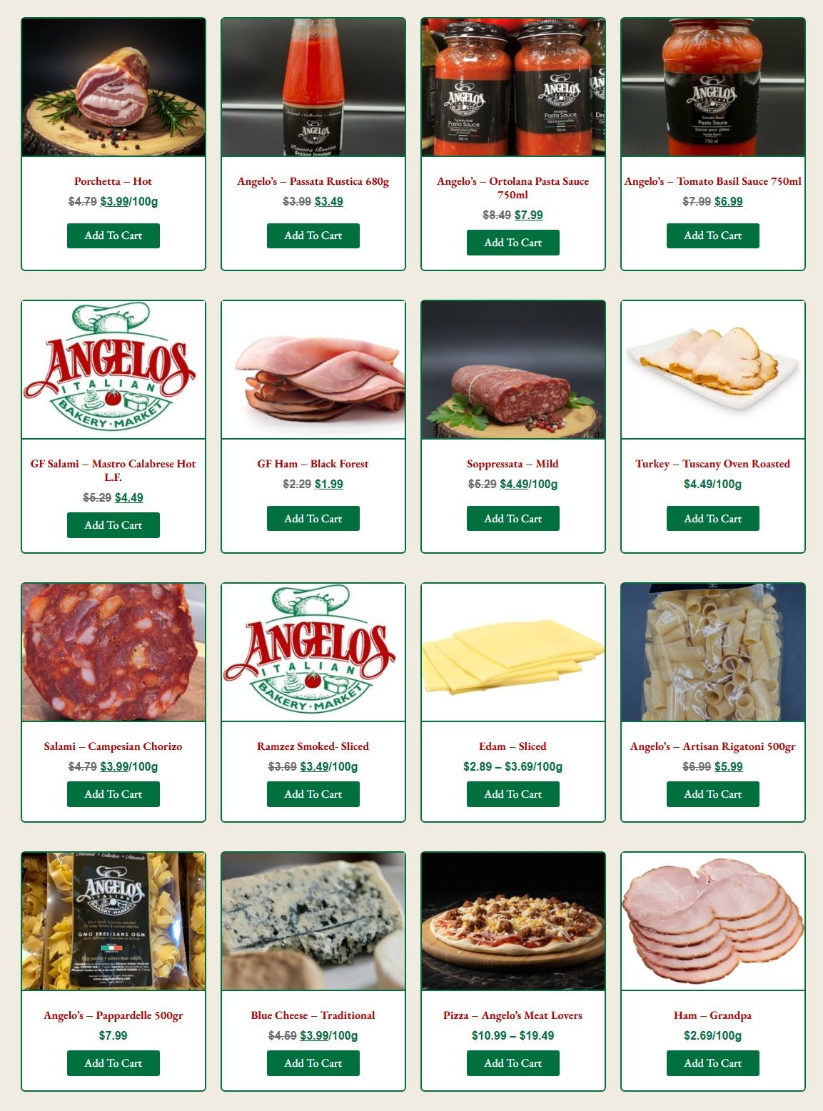 Angelo's Italian Bakery Monthly Specials August 1 to 31