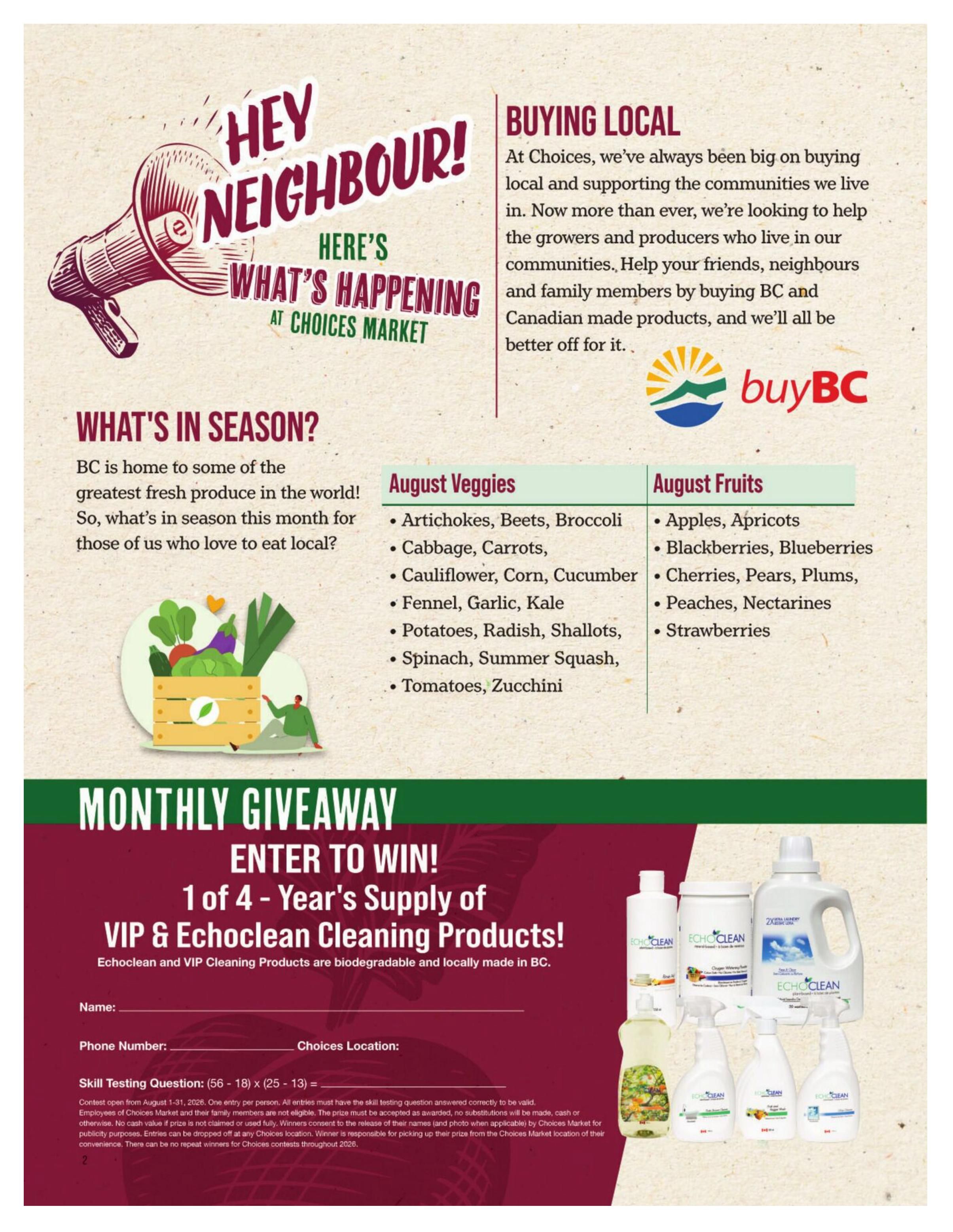 Choices Market Monthly Flyer August 1 to 31
