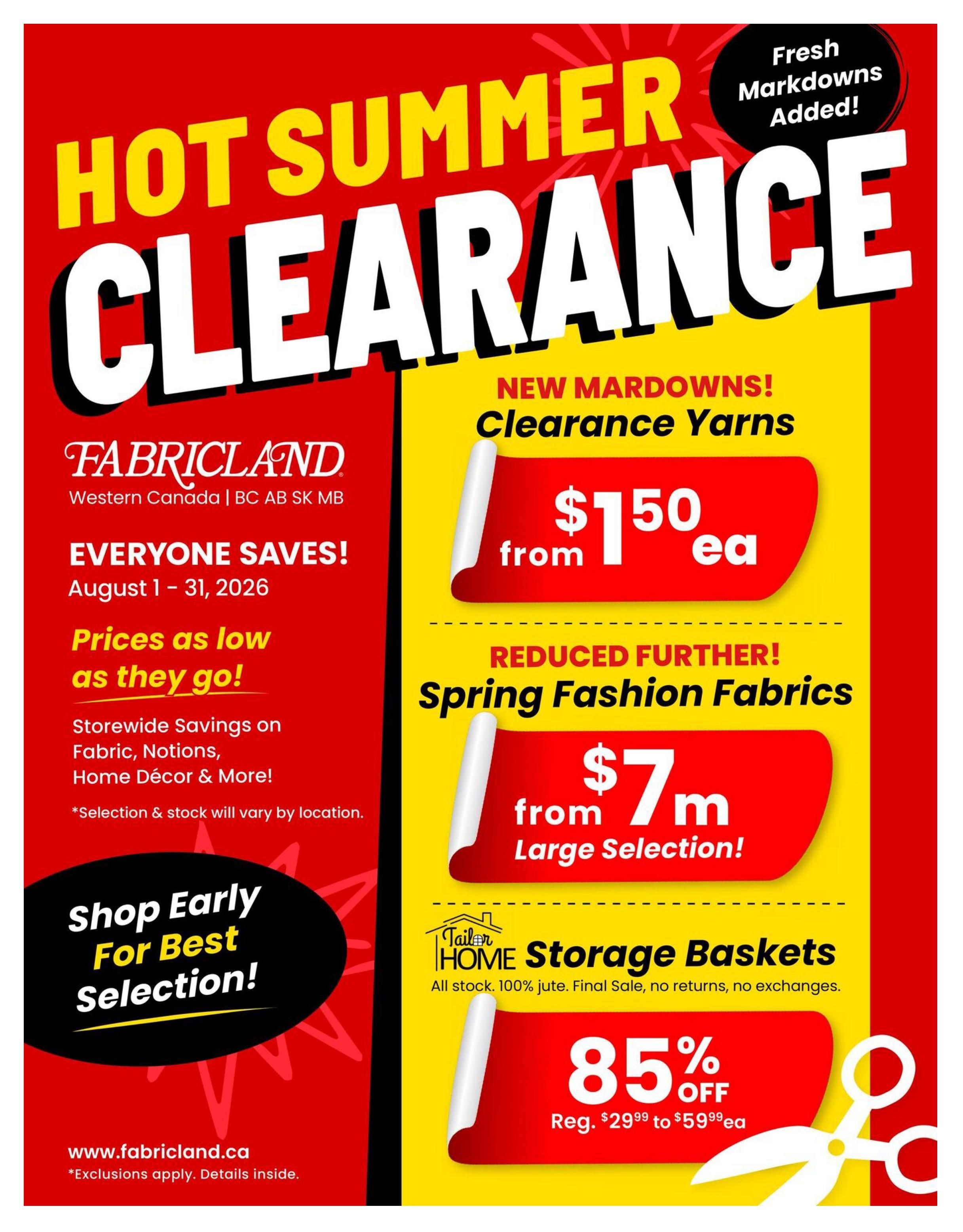 Fabricland (West) Flyer August 1 to 31