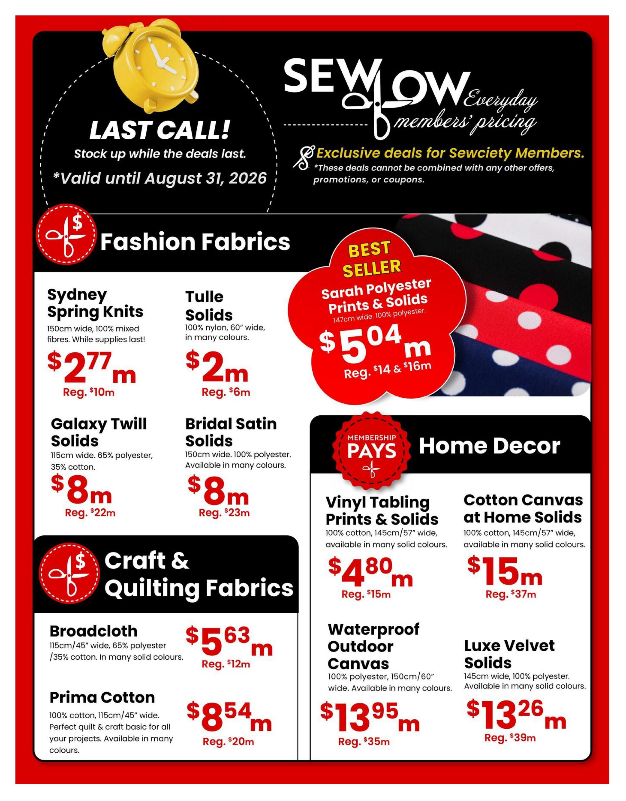 Fabricland (West) Flyer August 1 to 31