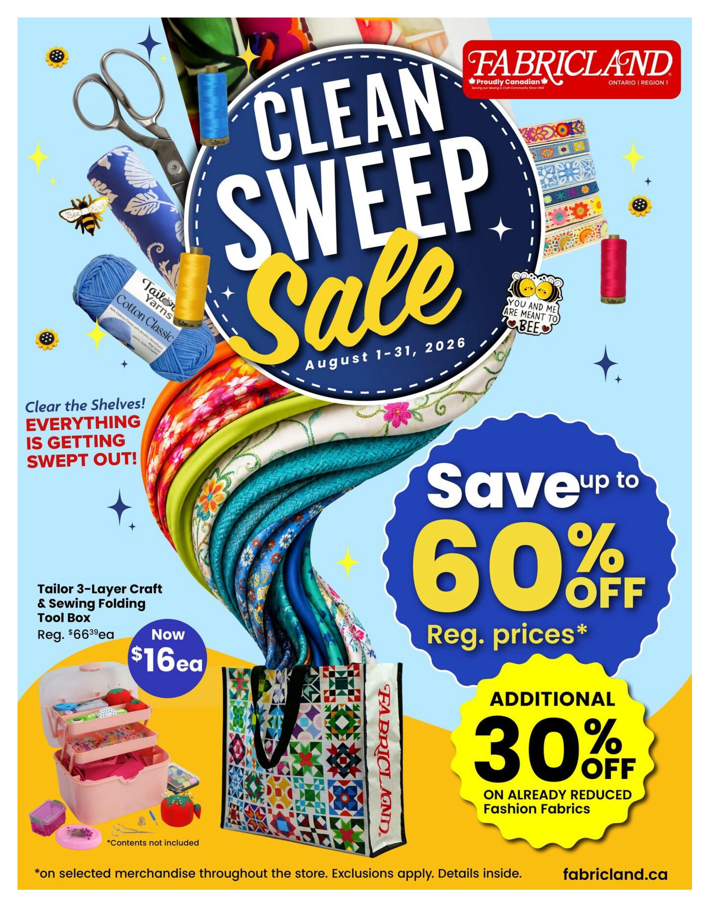 Fabricland (ON) Flyer August 1 to 31