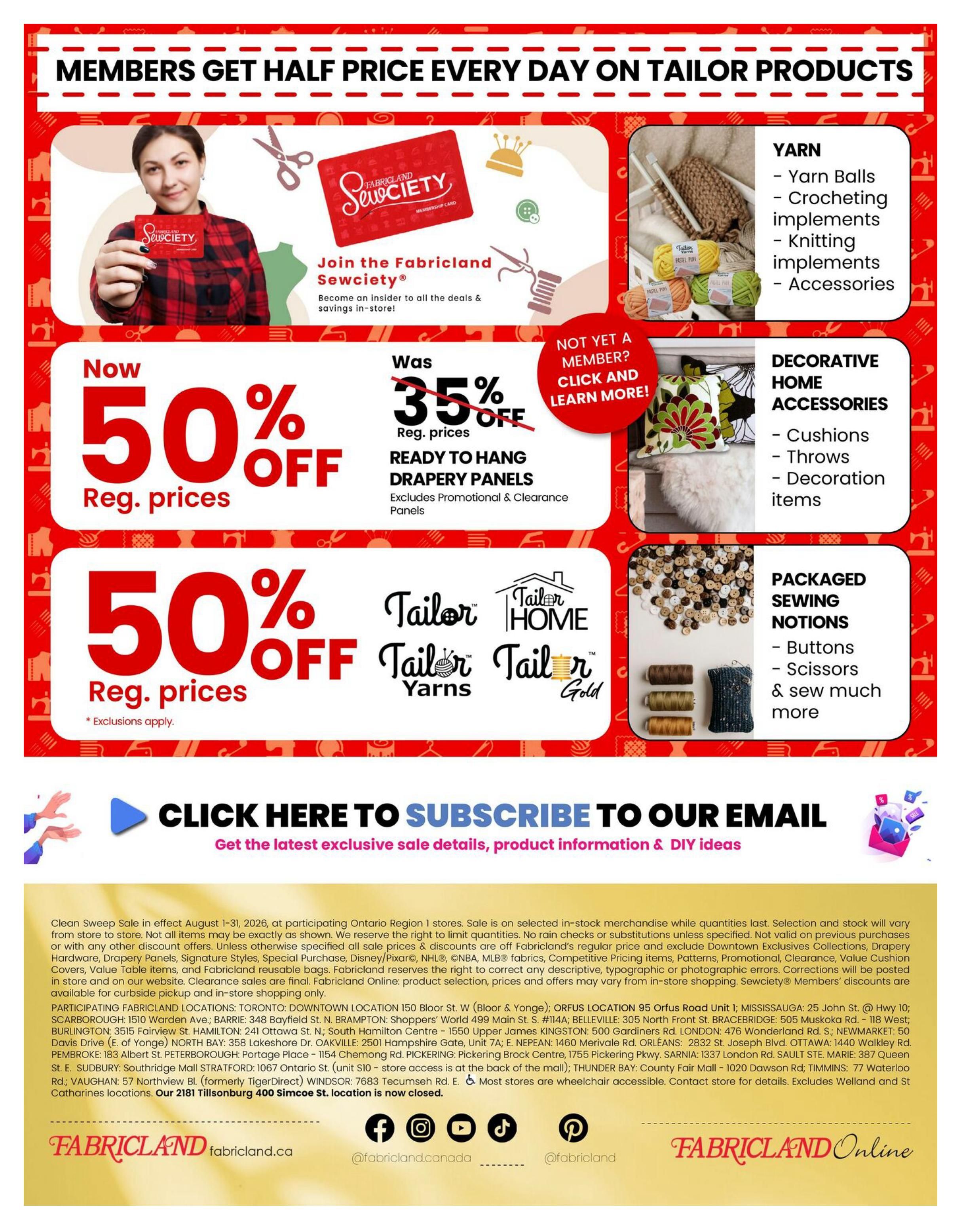 Fabricland (ON) Flyer August 1 to 31