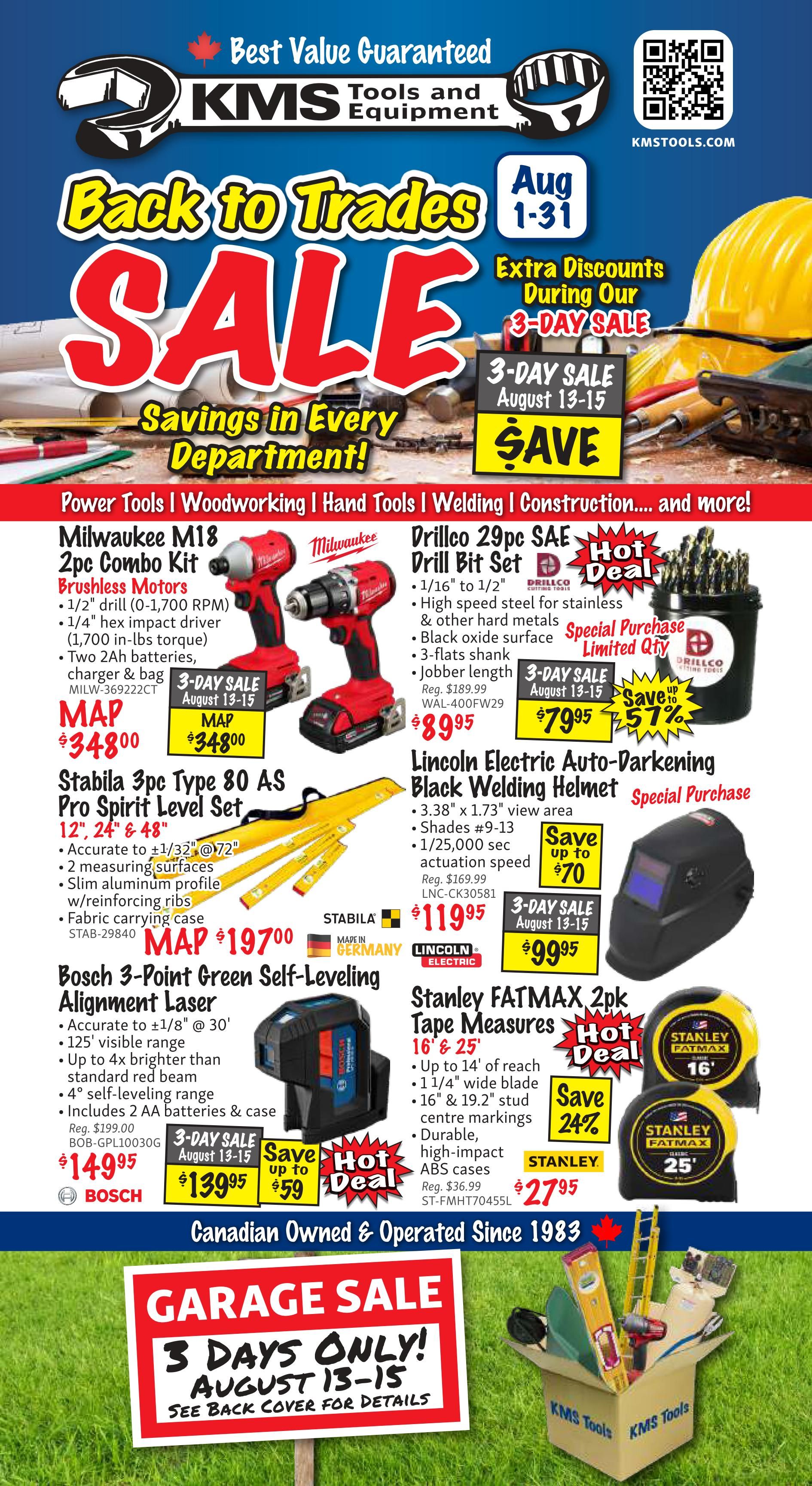 KMS Tools and Equipment Flyer August 1 to 31