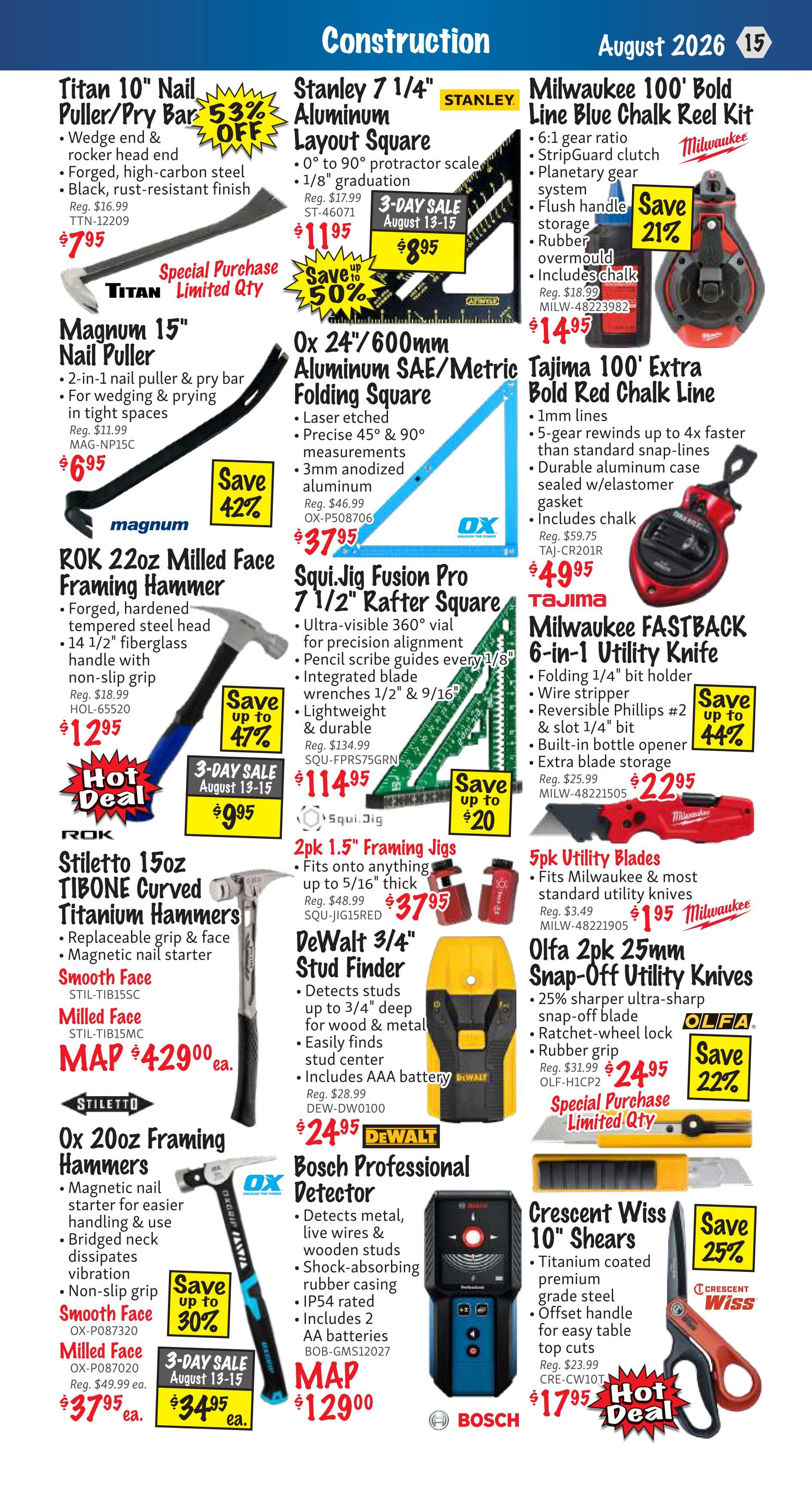 KMS Tools and Equipment Flyer August 1 to 31