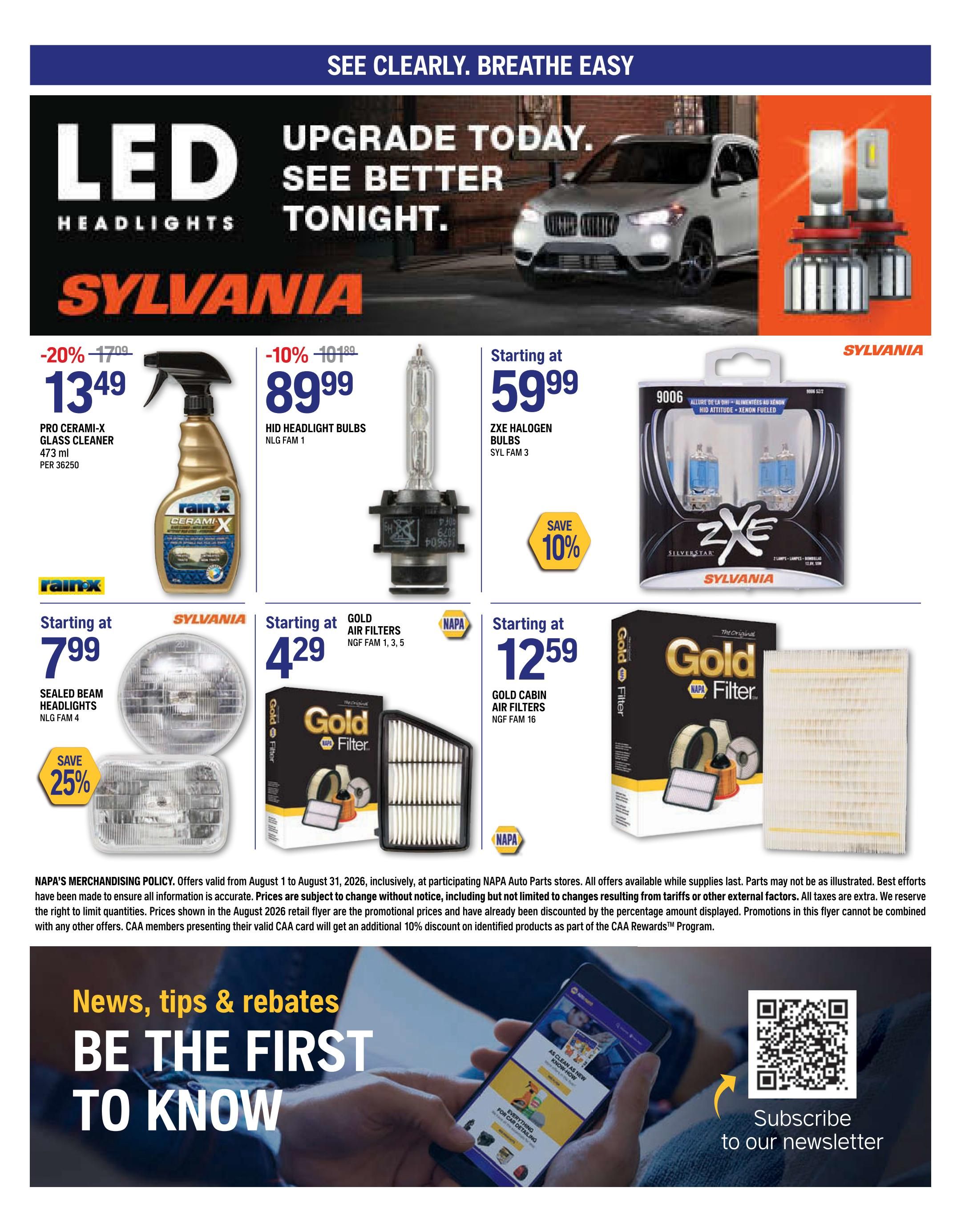 NAPA Auto Parts Flyer August 1 to 31