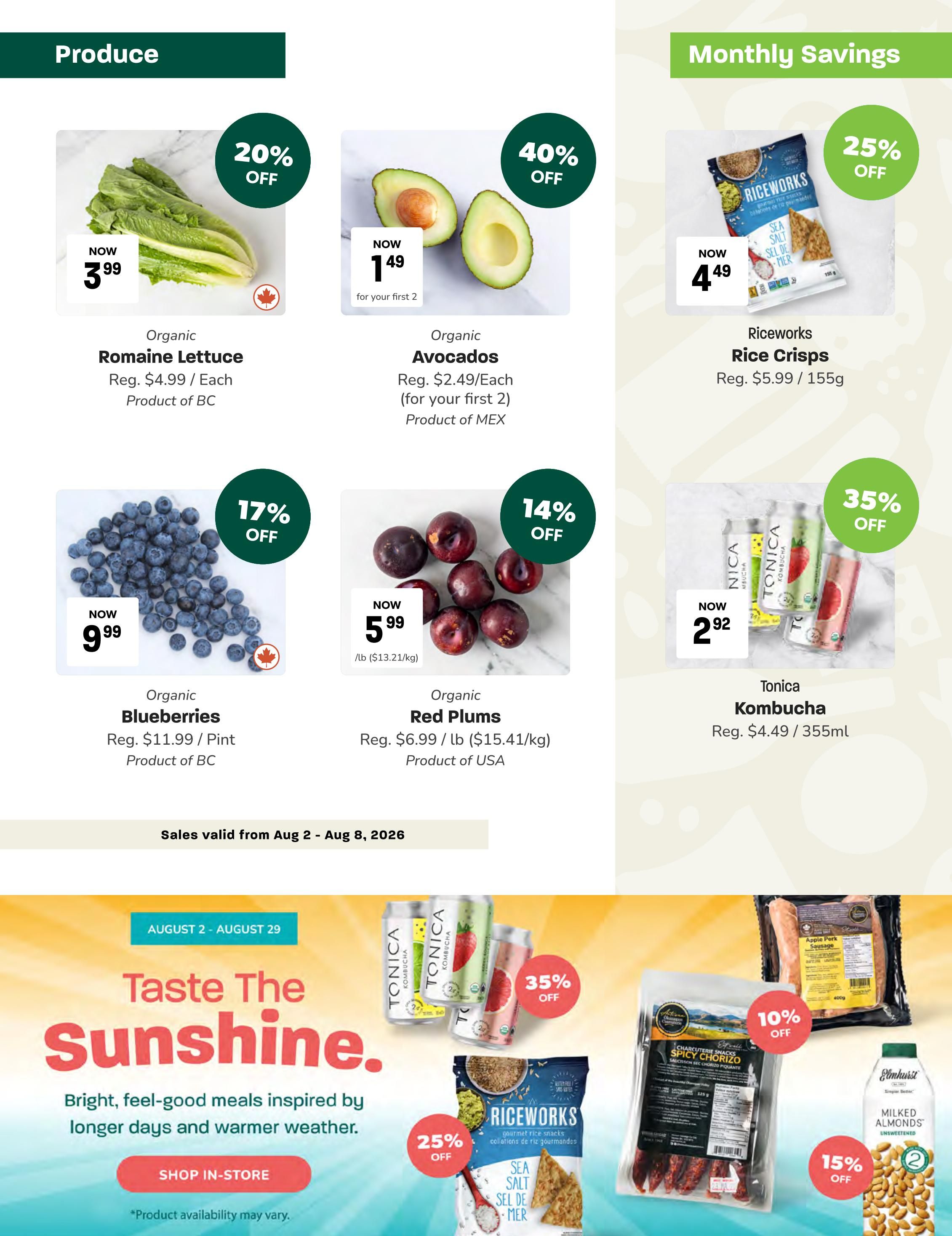 Blush Lane Organic Market Flyer August 2 to 8