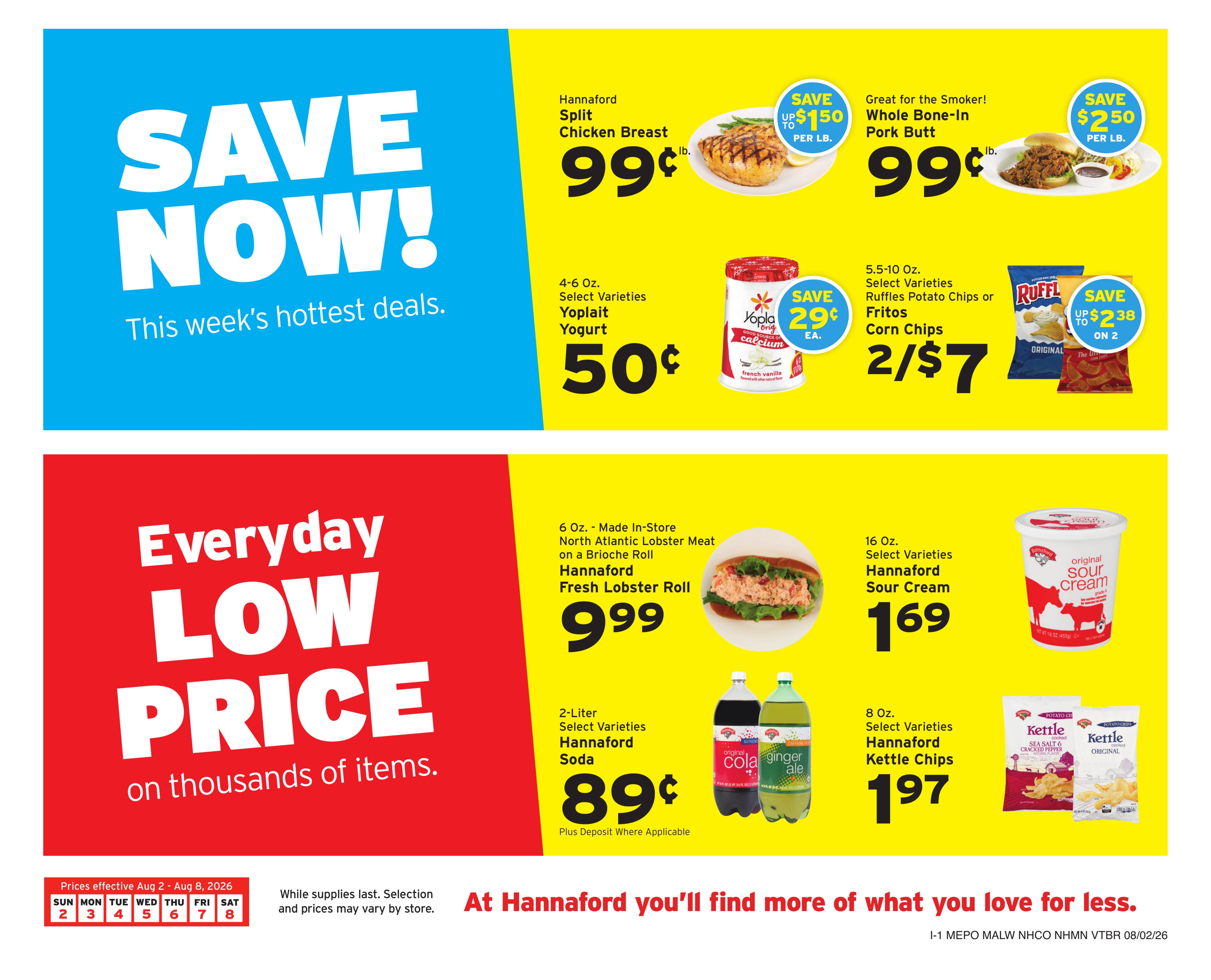 Hannaford (Cambridge–Lowell Area, MA) Weekly Ad August 2 - 8, 2026