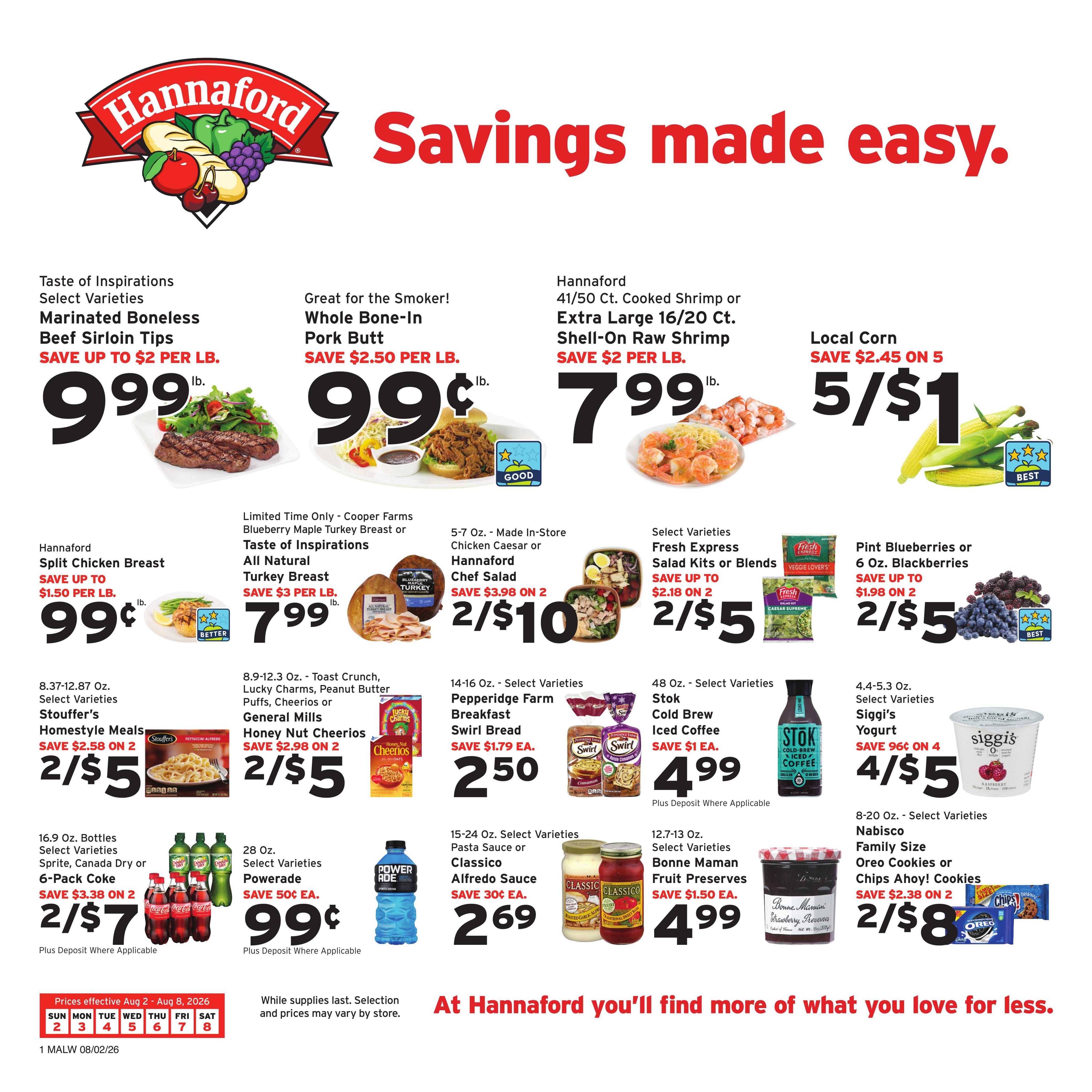 Hannaford (Cambridge–Lowell Area, MA) Weekly Ad August 2 - 8, 2026