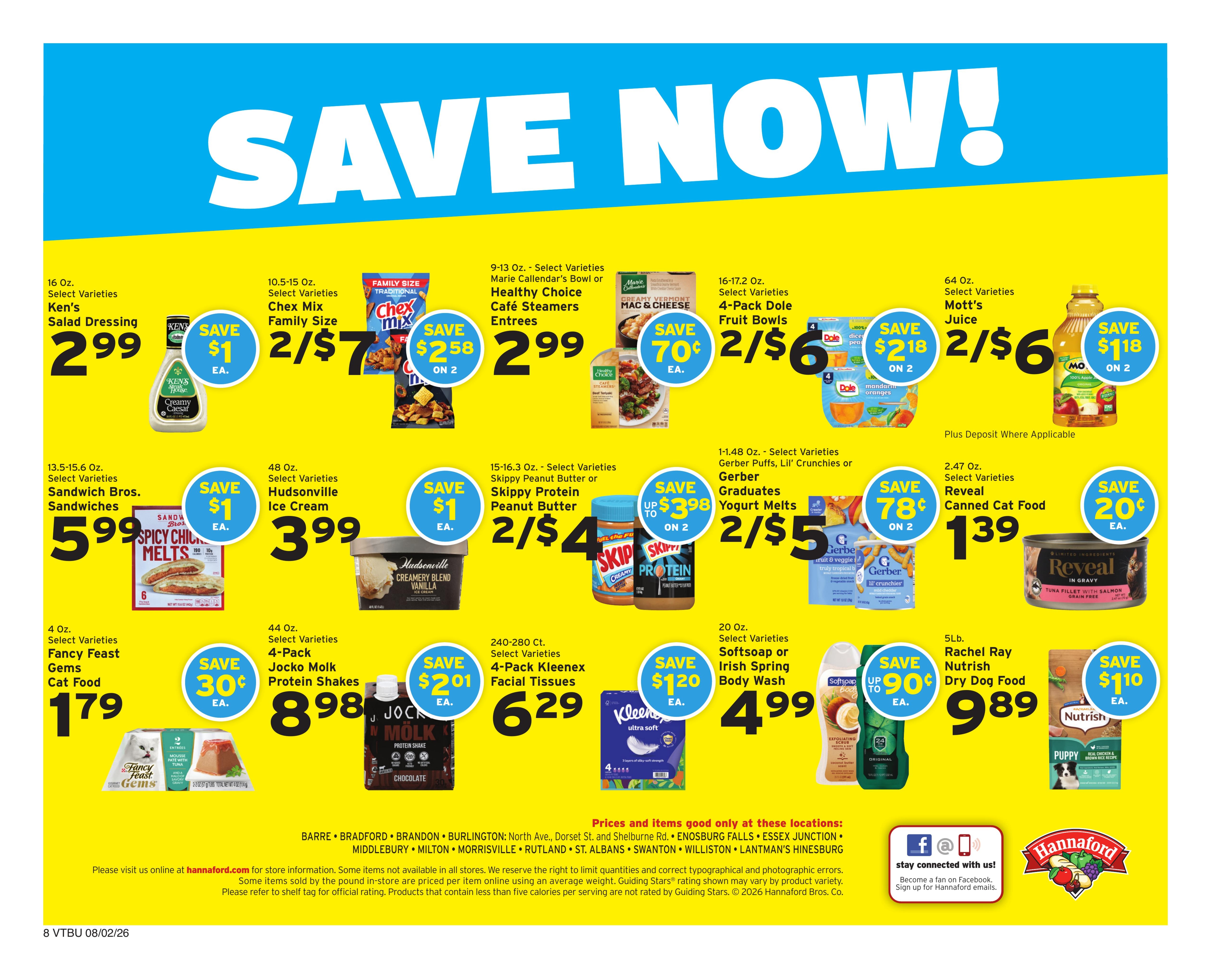 Hannaford (Montpelier–Rutland Area, VT) Weekly Ad August 2 - 8, 2026