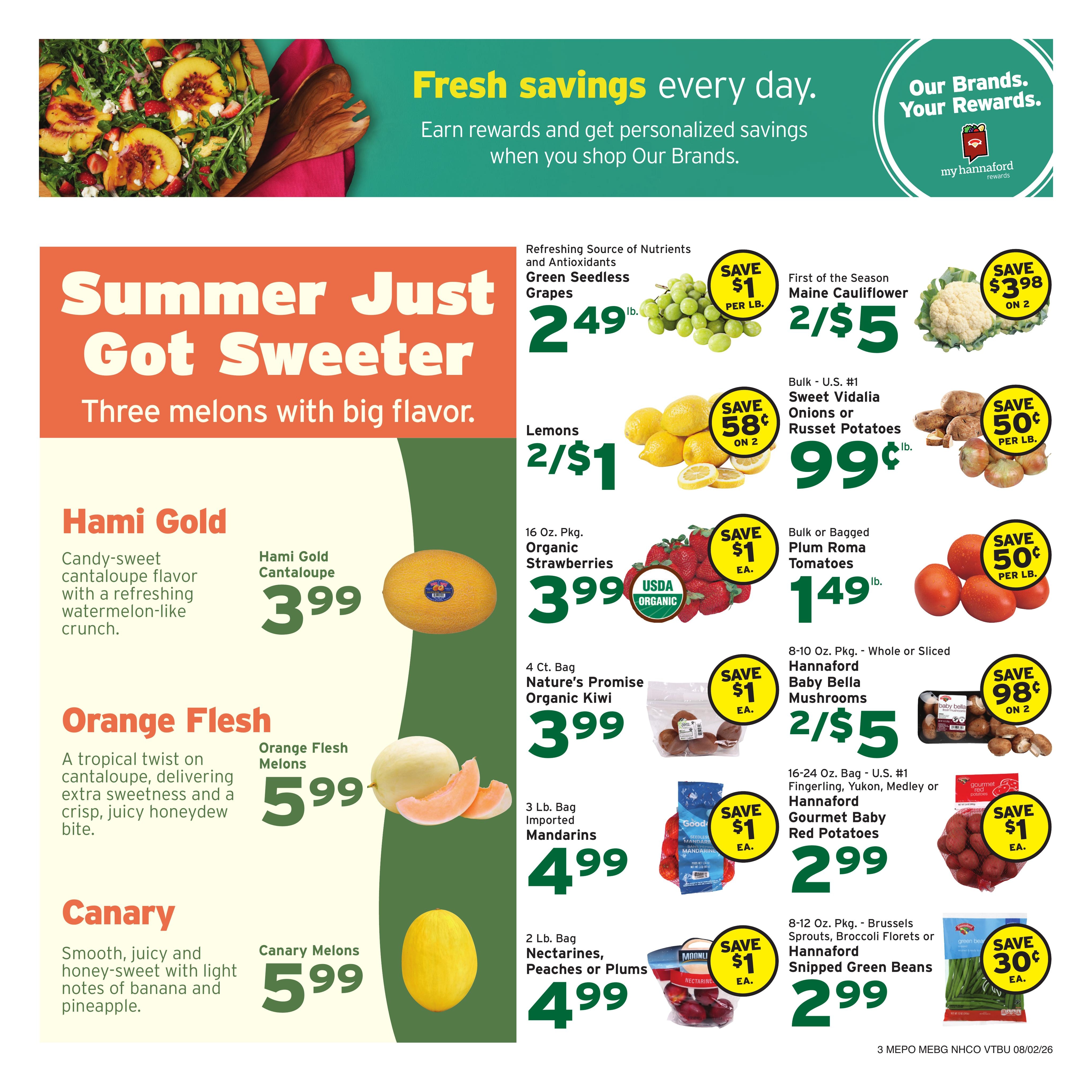 Hannaford (Montpelier–Rutland Area, VT) Weekly Ad August 2 - 8, 2026