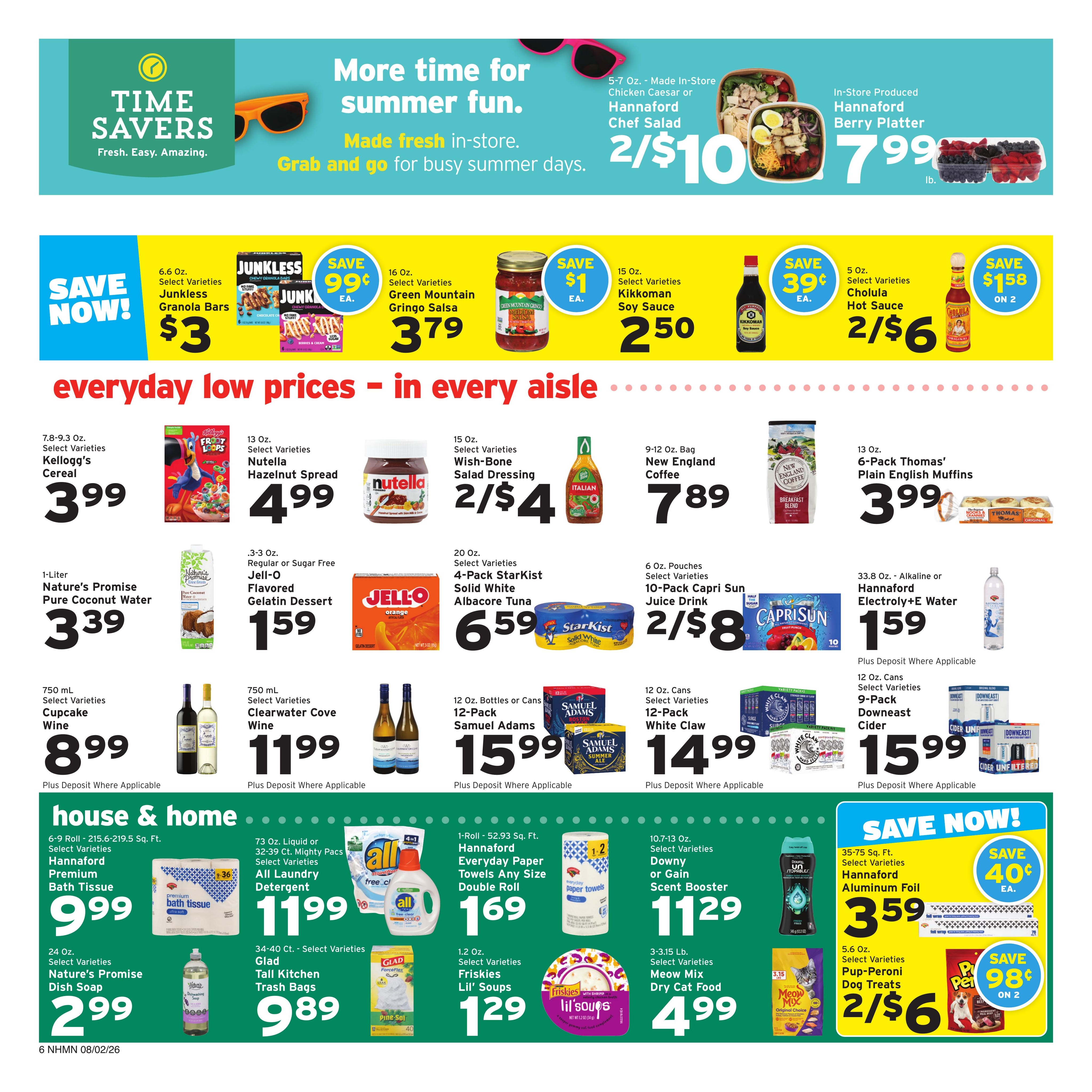 Hannaford (Manchester–Concord Area, ME–NH) Weekly Ad August 2 - 8, 2026