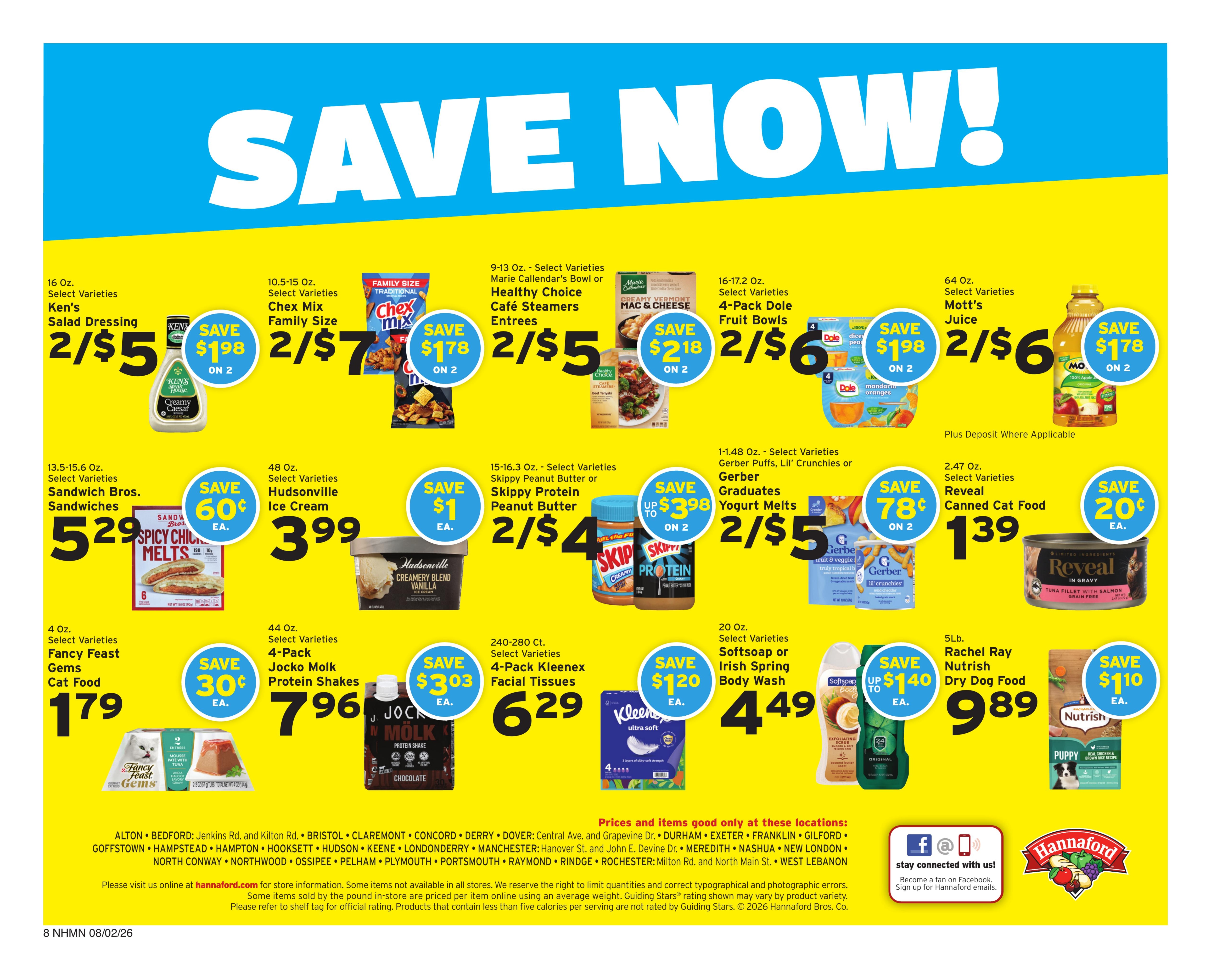 Hannaford (Manchester–Concord Area, ME–NH) Weekly Ad August 2 - 8, 2026