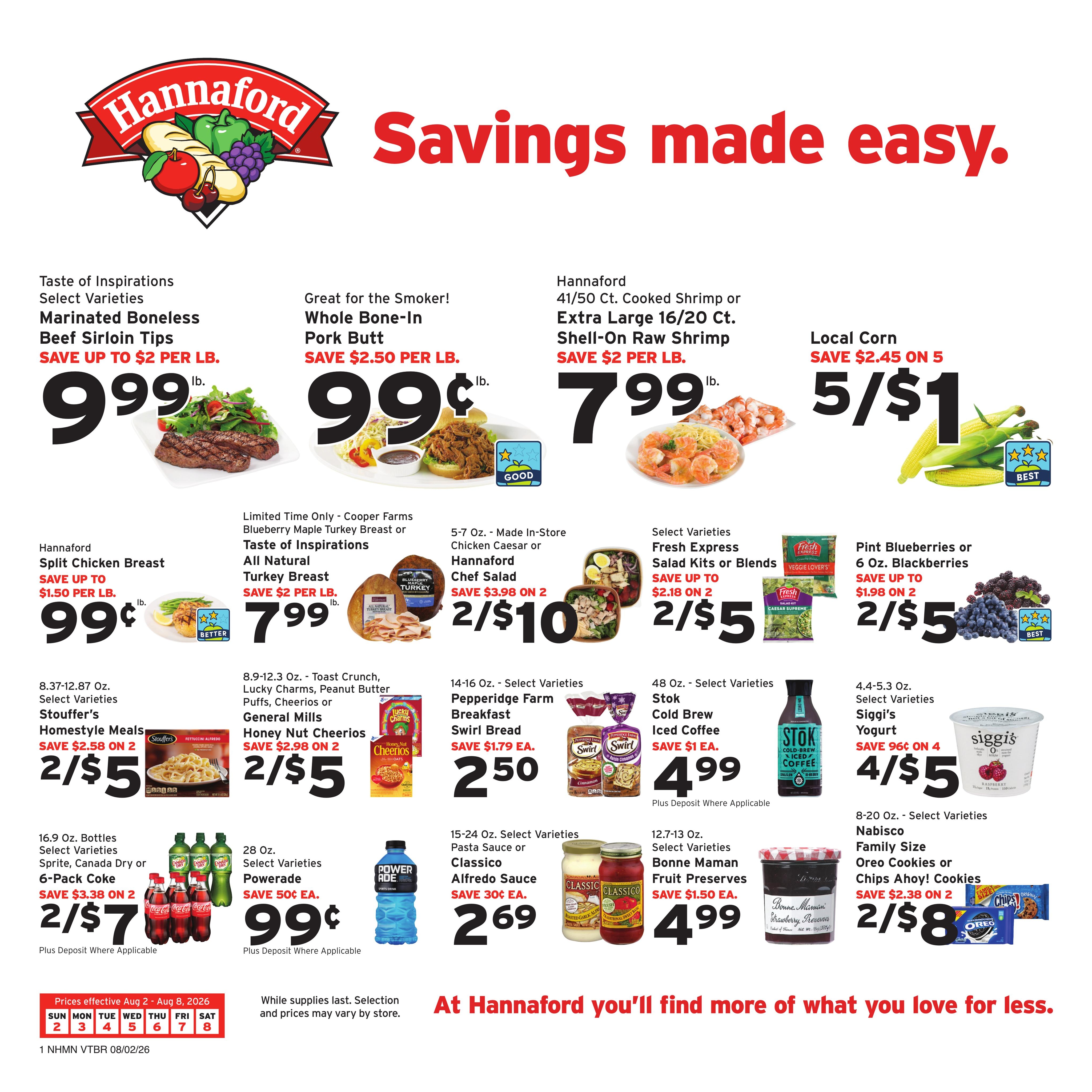 Hannaford (Manchester–Concord Area, ME–NH) Weekly Ad August 2 - 8, 2026