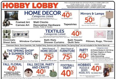 Hobby Lobby Weekly Ad August 3 - 9, 2026