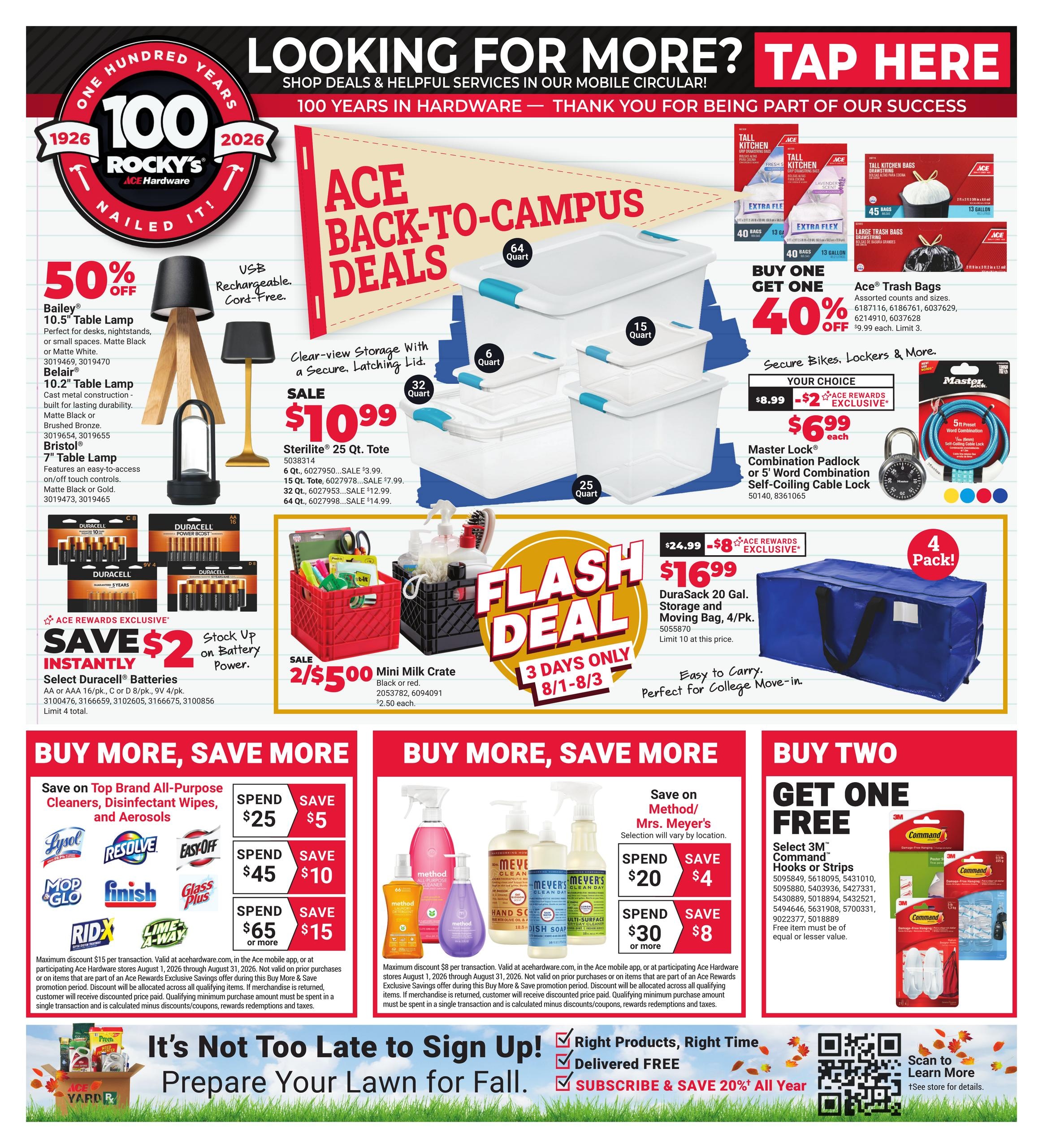 Ace Hardware (IN, KY, OH) August Red Hot Buys Weekly Ad August 1 - 31, 2026