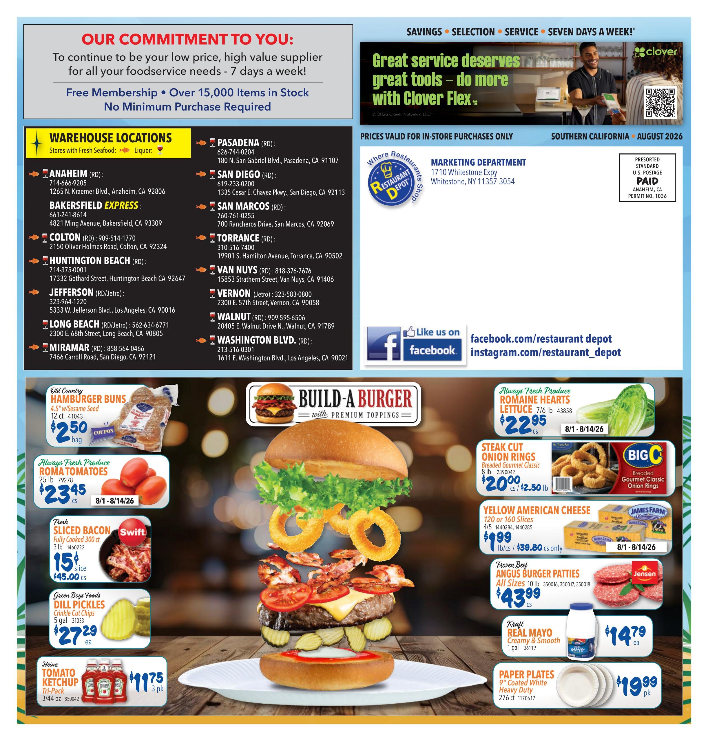 Restaurant Depot (Alhambra Area, CA) Weekly Ad August 1 - 31, 2026