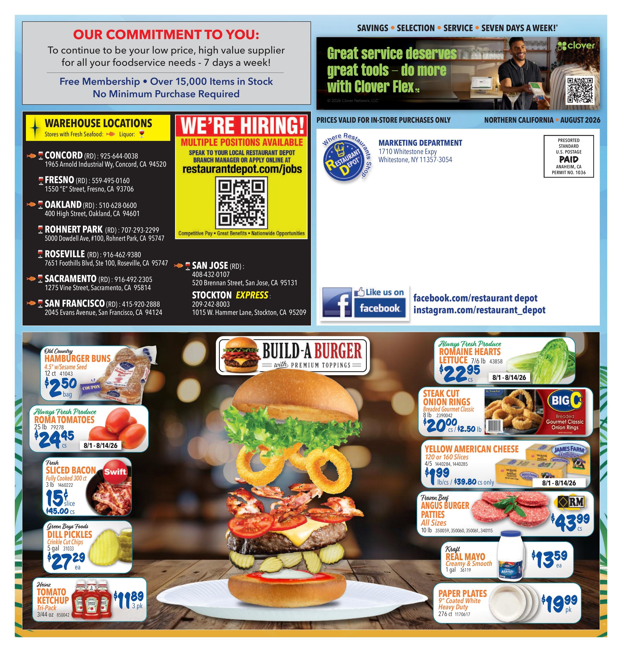 Restaurant Depot (Alviso Area, CA) Weekly Ad August 1 - 31, 2026