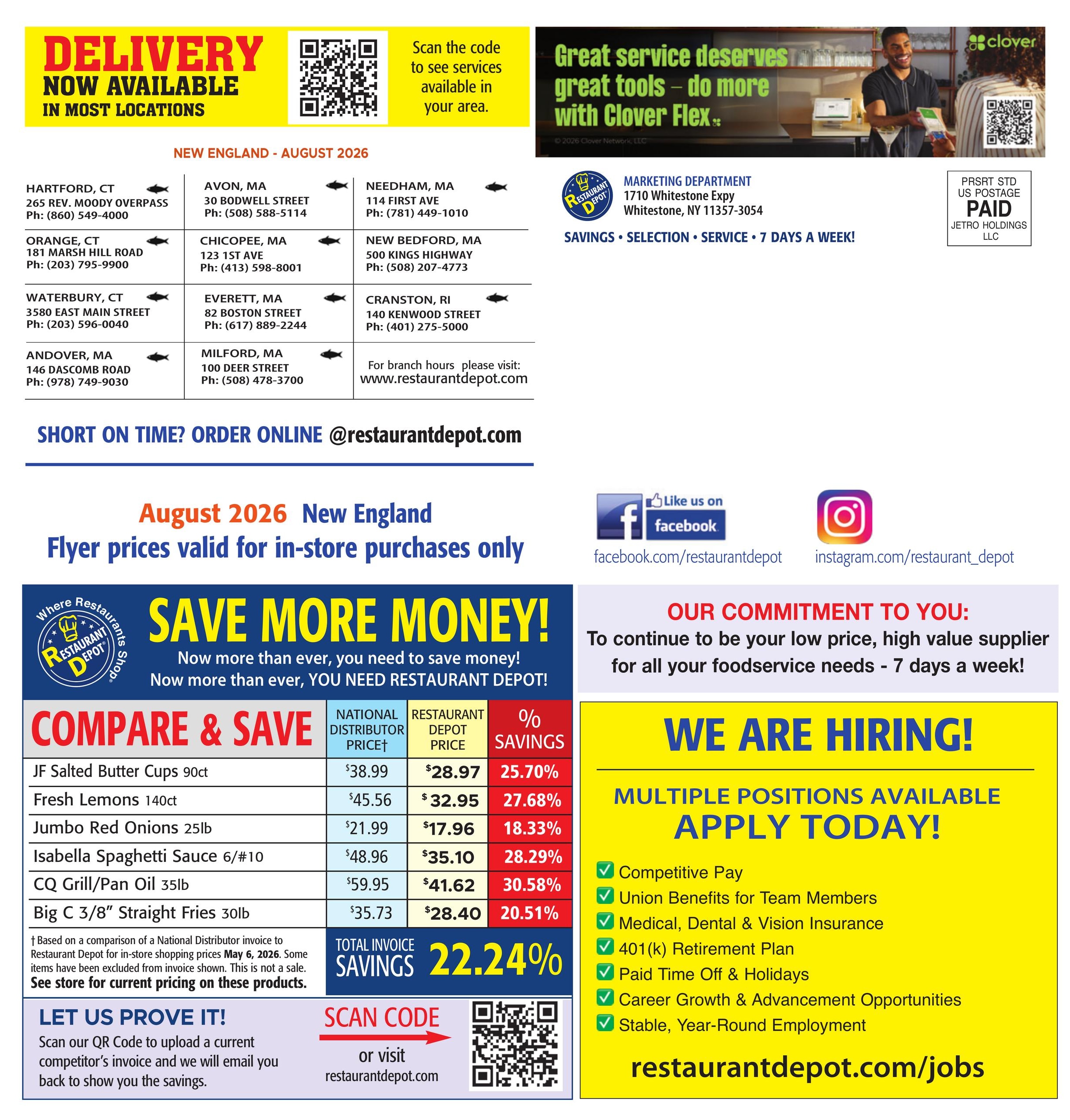 Restaurant Depot (CT, MA) Weekly Ad August 1 - 31, 2026