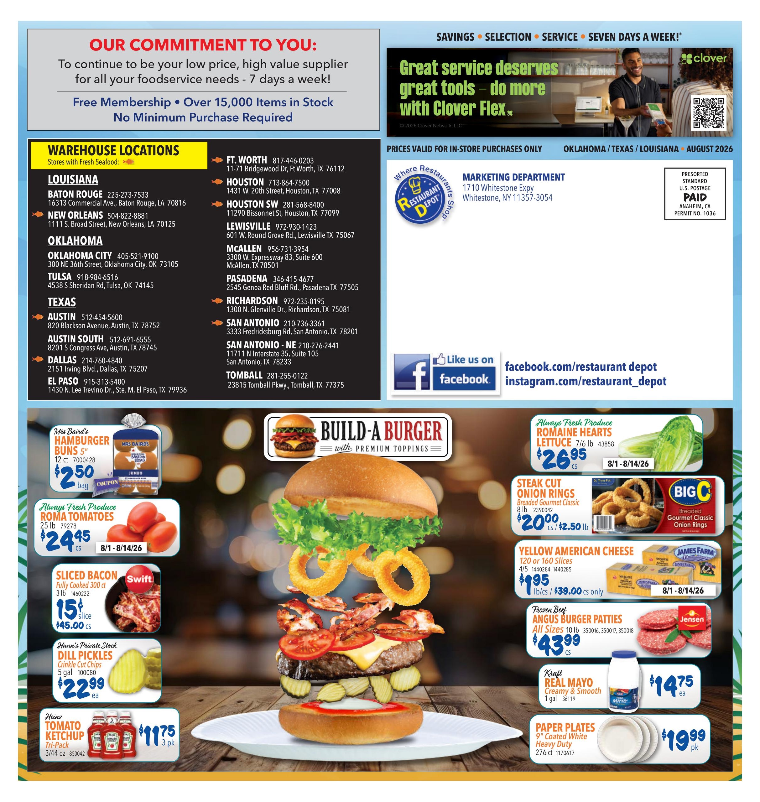 Restaurant Depot (LA, OK, TX) Weekly Ad August 1 - 31, 2026