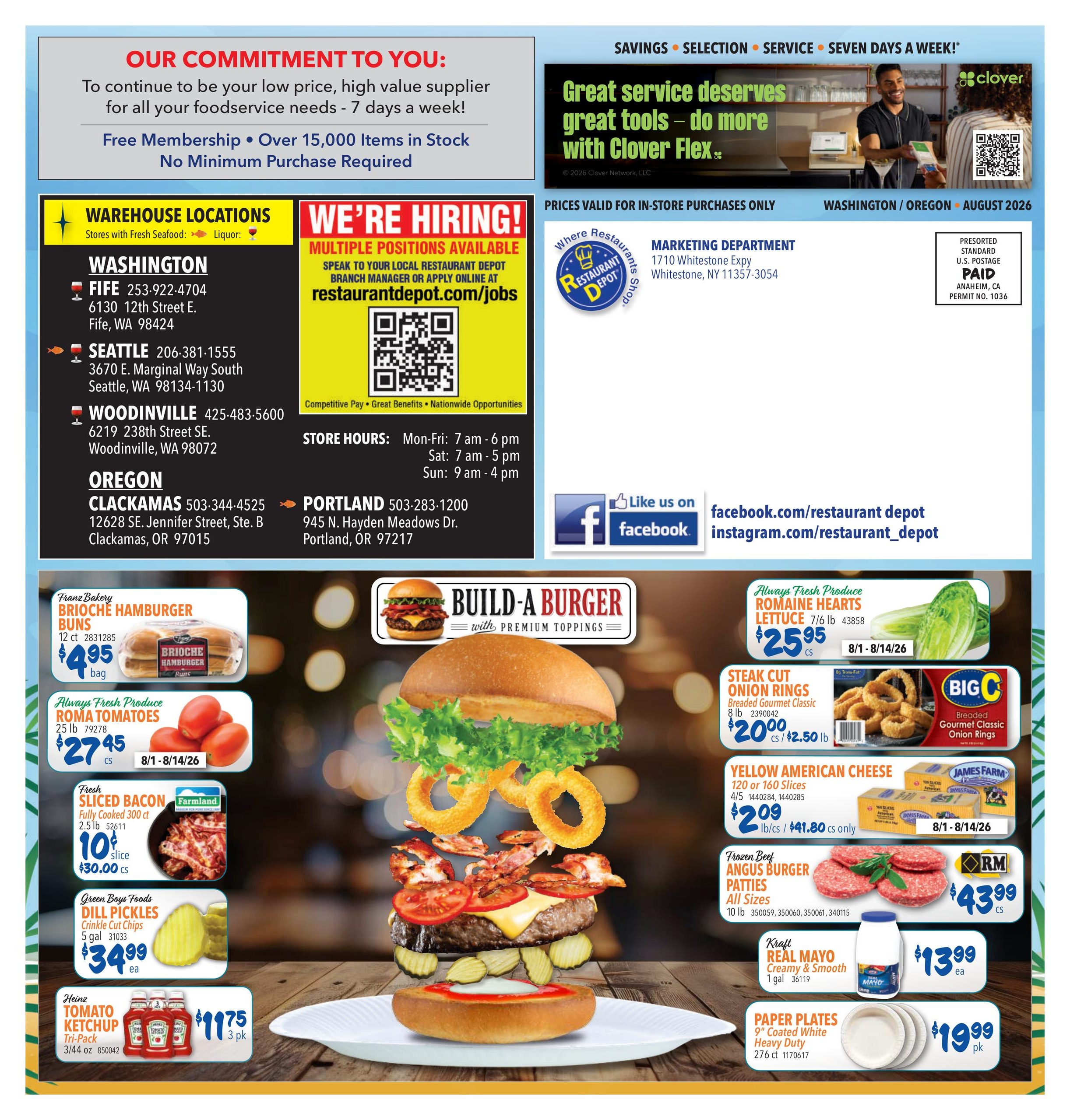 Restaurant Depot (OR, WA) Weekly Ad August 1 - 31, 2026