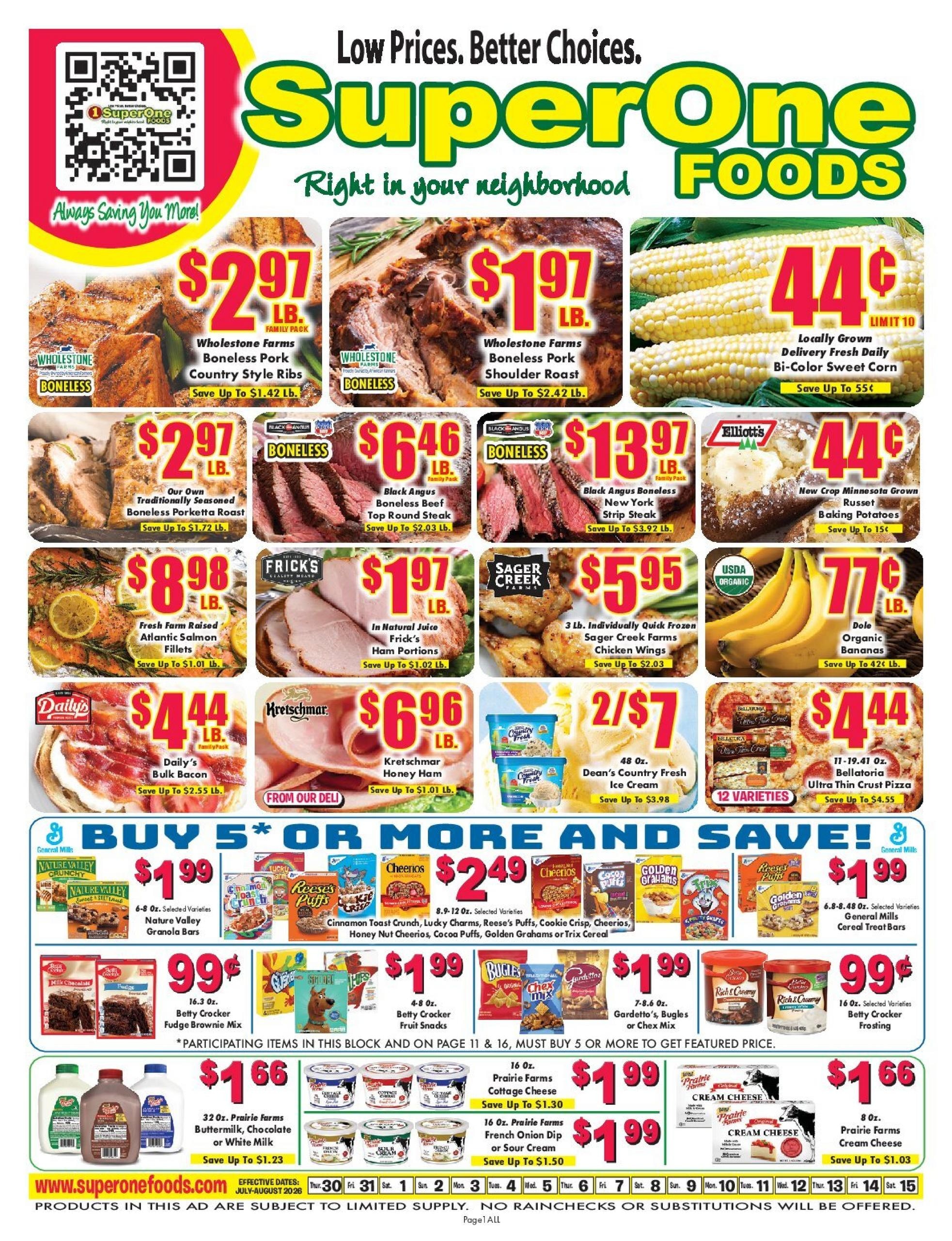Super One Foods (Iron Mountain Area, MI) Weekly Ad July 30 - August 15, 2026