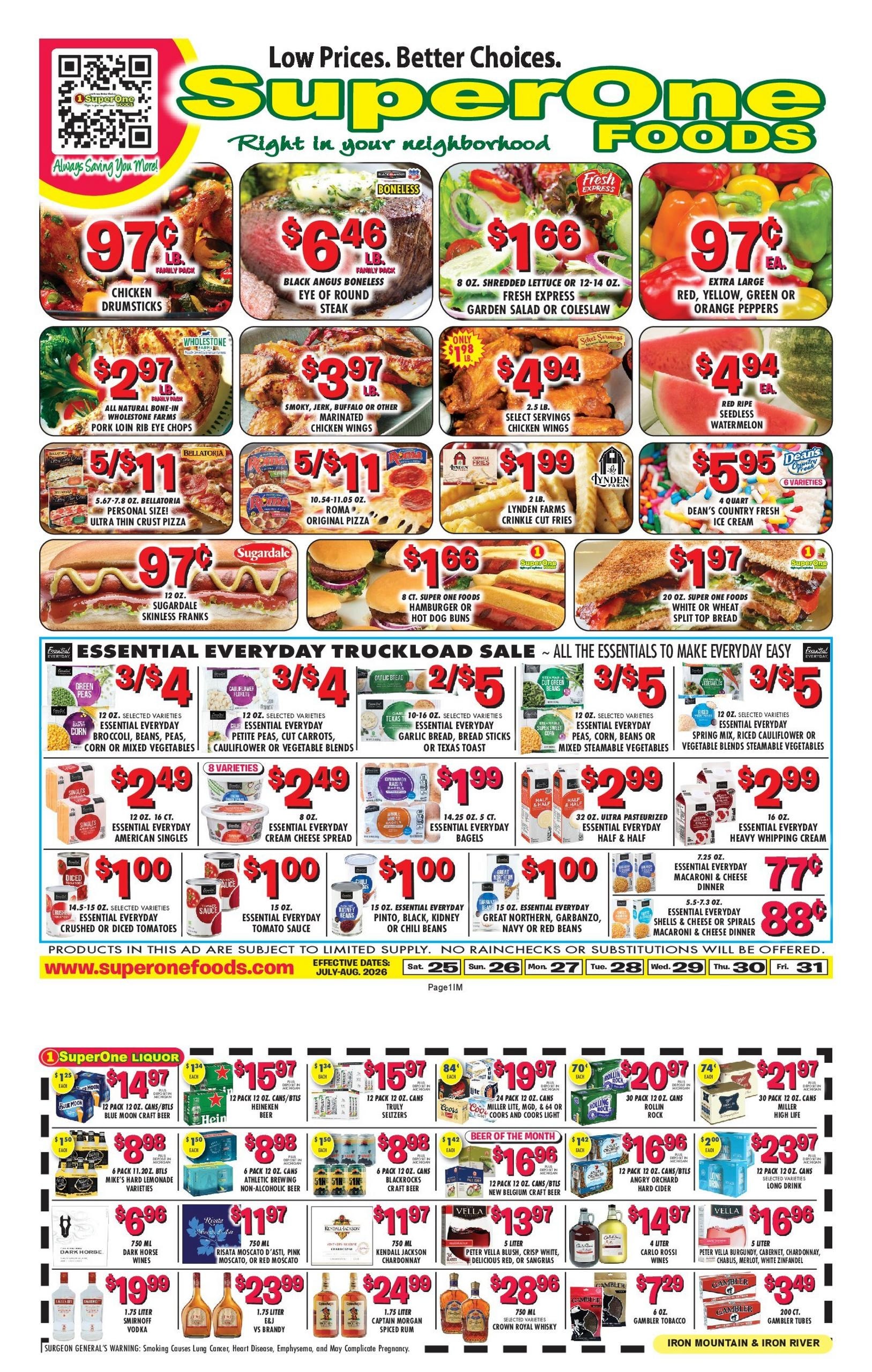 Super One Foods (Iron Mountain Area, MI) Weekly Ad July 30 - August 15, 2026