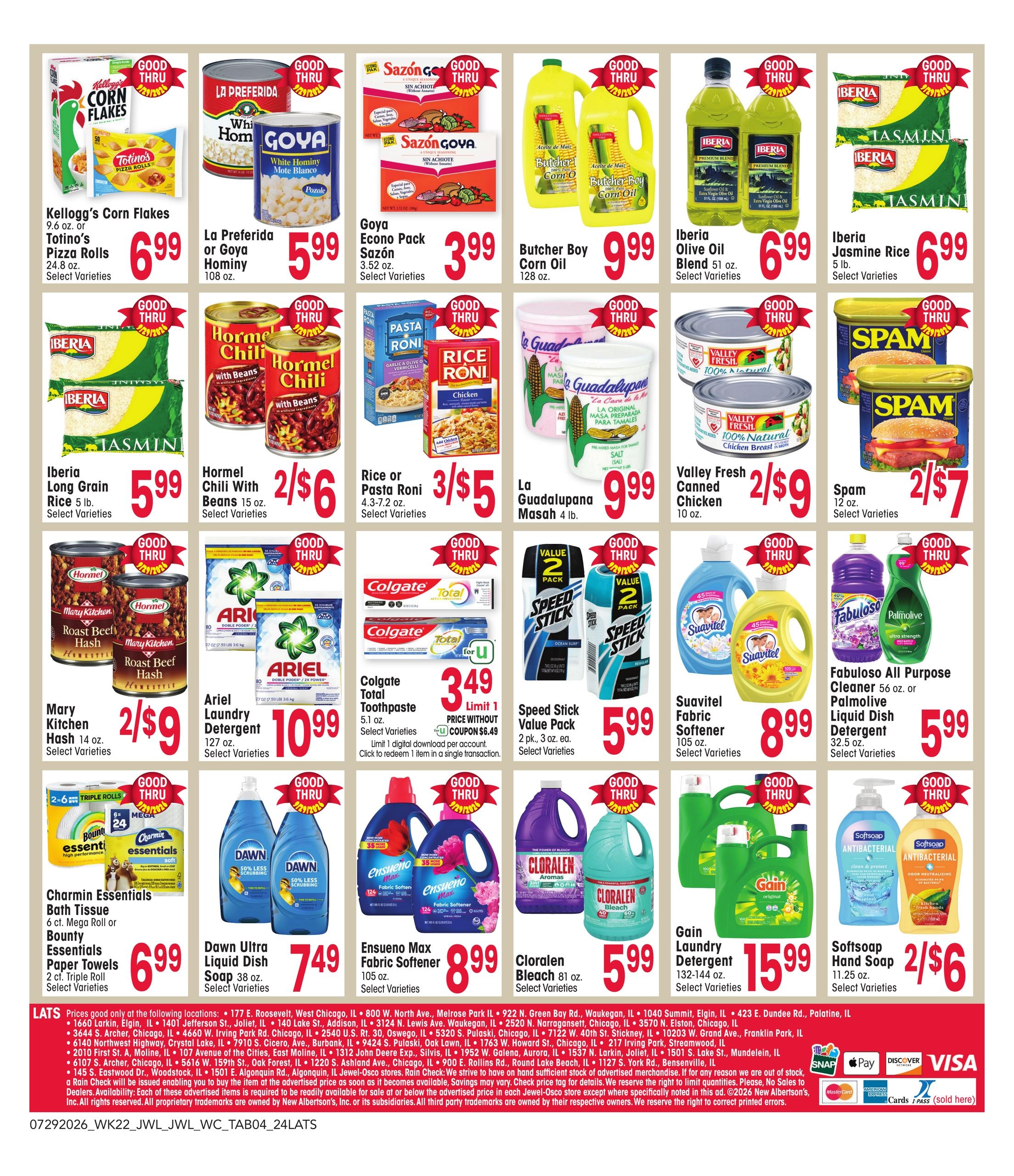 Jewel-Osco Specialty Publication Weekly Ad July 29 - September 29, 2026