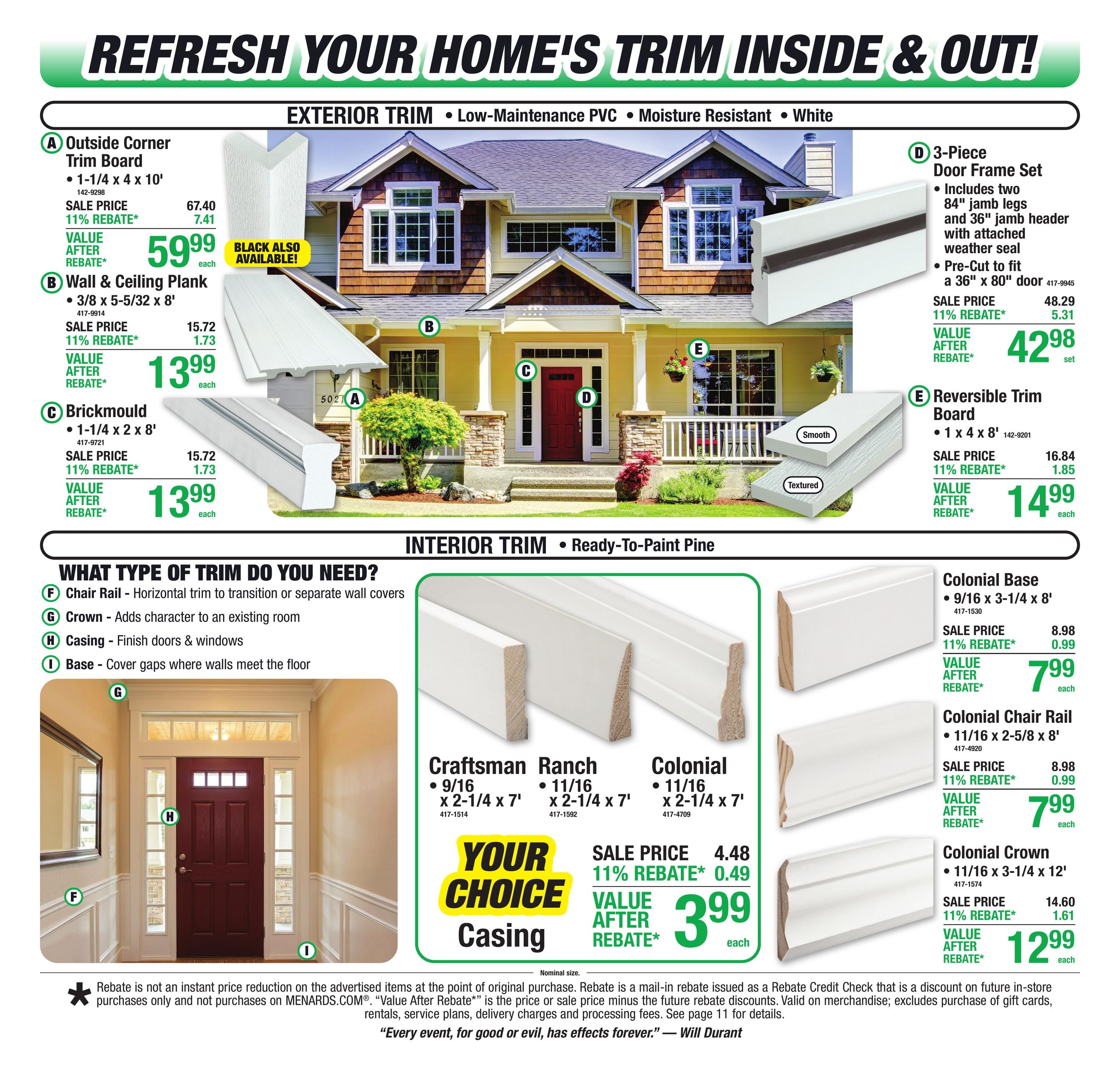 Menards (Terre Haute–Attica Area, IN) 11% Rebate Sale Ad July 29 - August 10, 2026