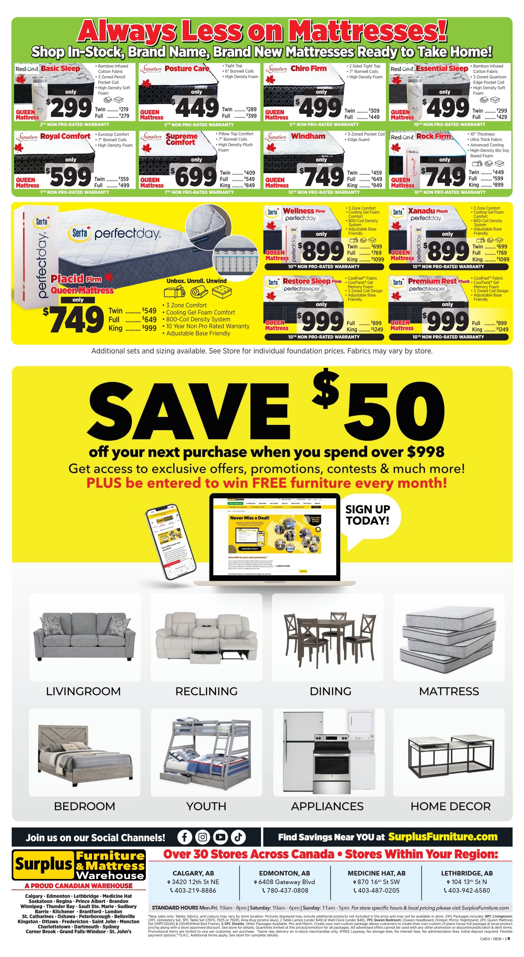 Surplus Furniture & Mattress Warehouse (Calgary, Edmonton) Flyer August 3 to 23