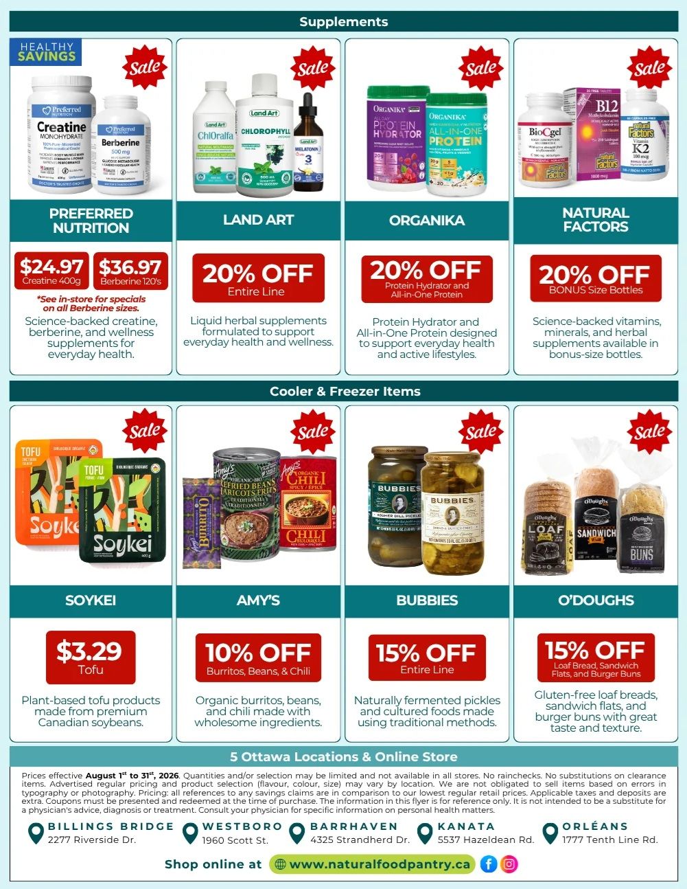 Natural Food Pantry Flyer August 1 to 31