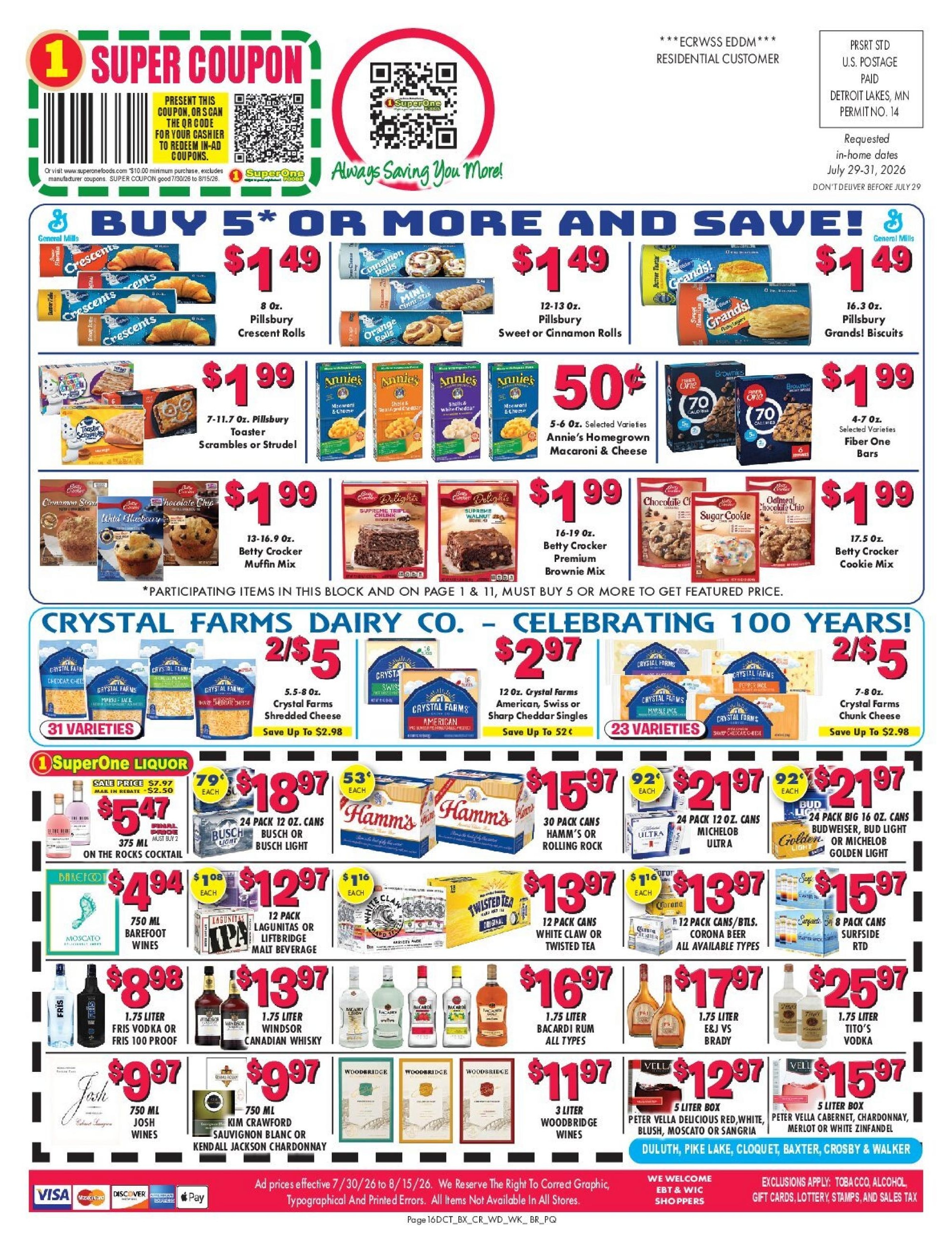 Super One Foods (Bemidji-Brainerd Area, MN) Weekly Ad July 30 - August 15, 2026
