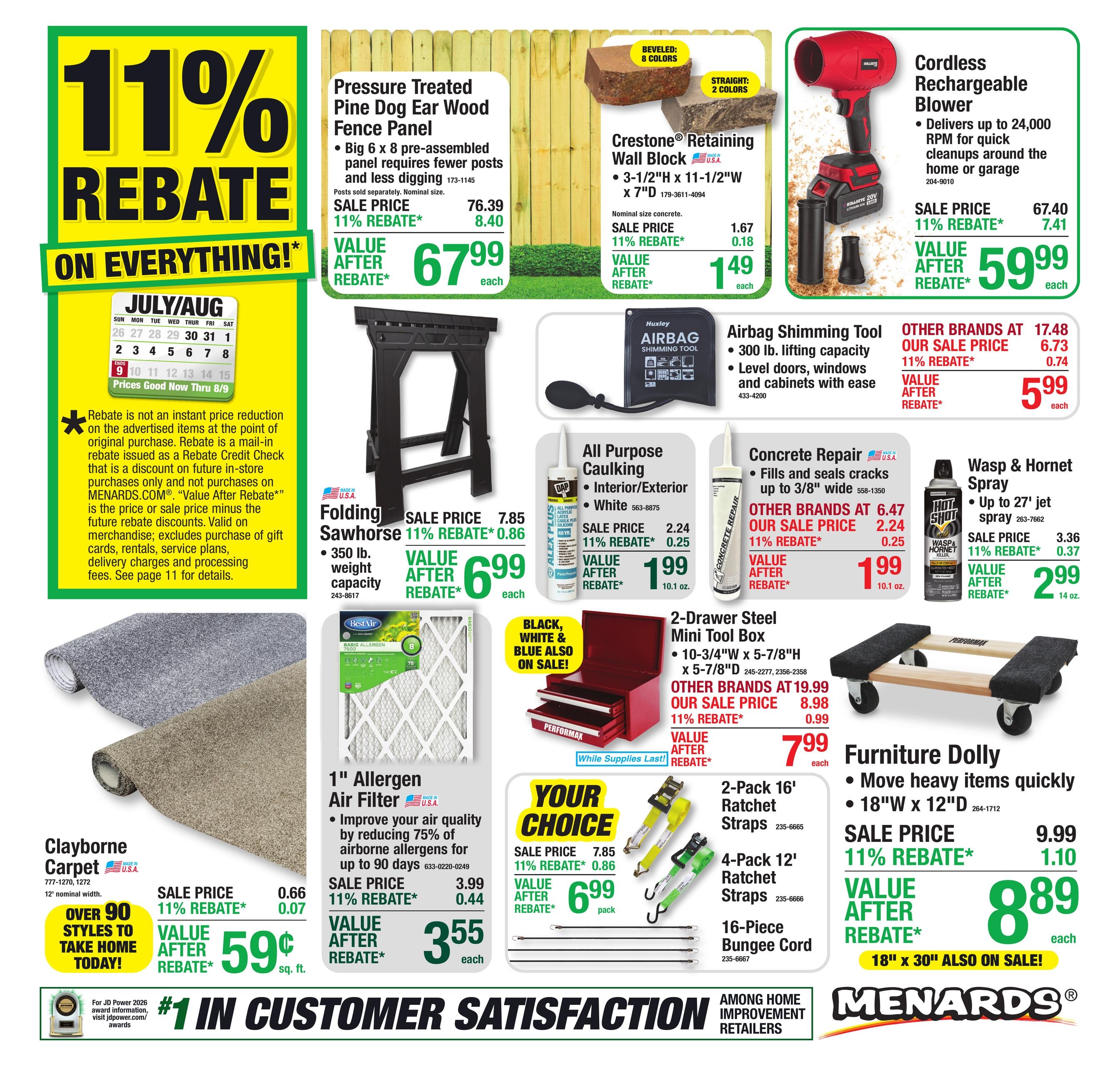 Menards (Traverse City, MI) 11% Rebate* Sale Flyer July 30 to August 10, 2026