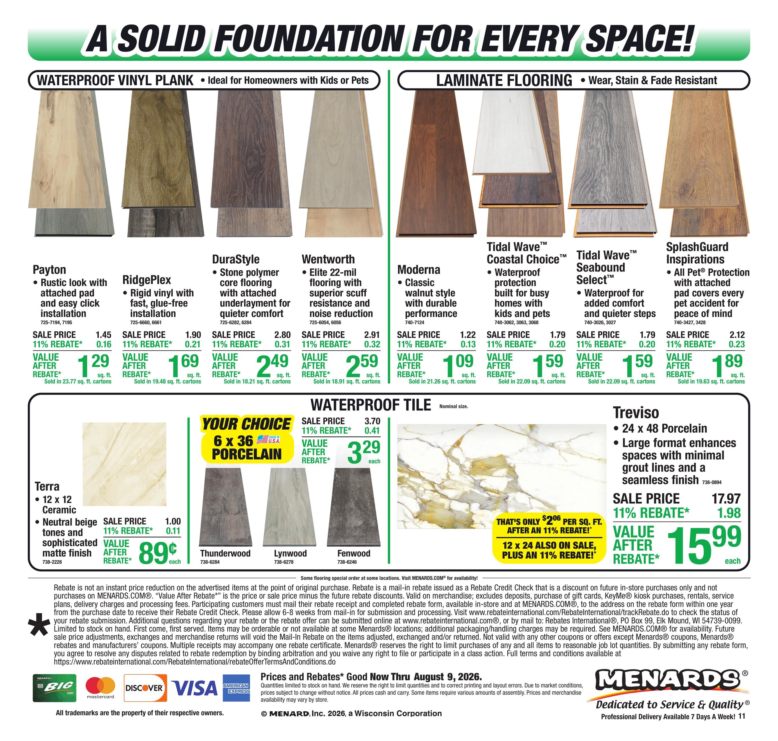 Menards 11% Rebate Sale Ad July 30 - August 10, 2026