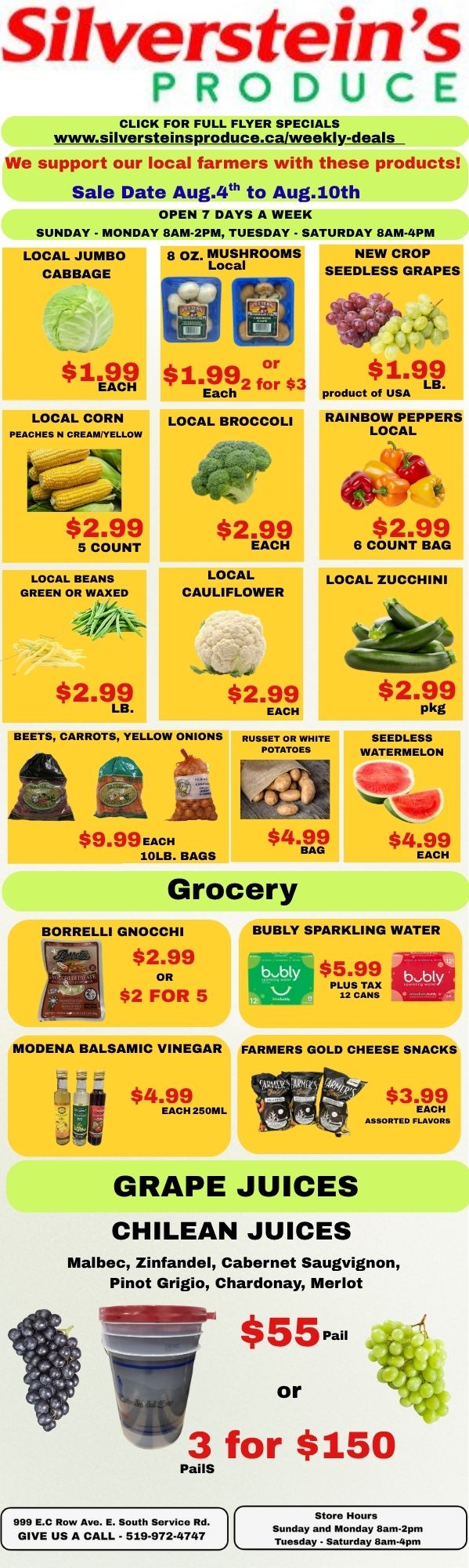 Silverstein's Produce Flyer August 4 to 10