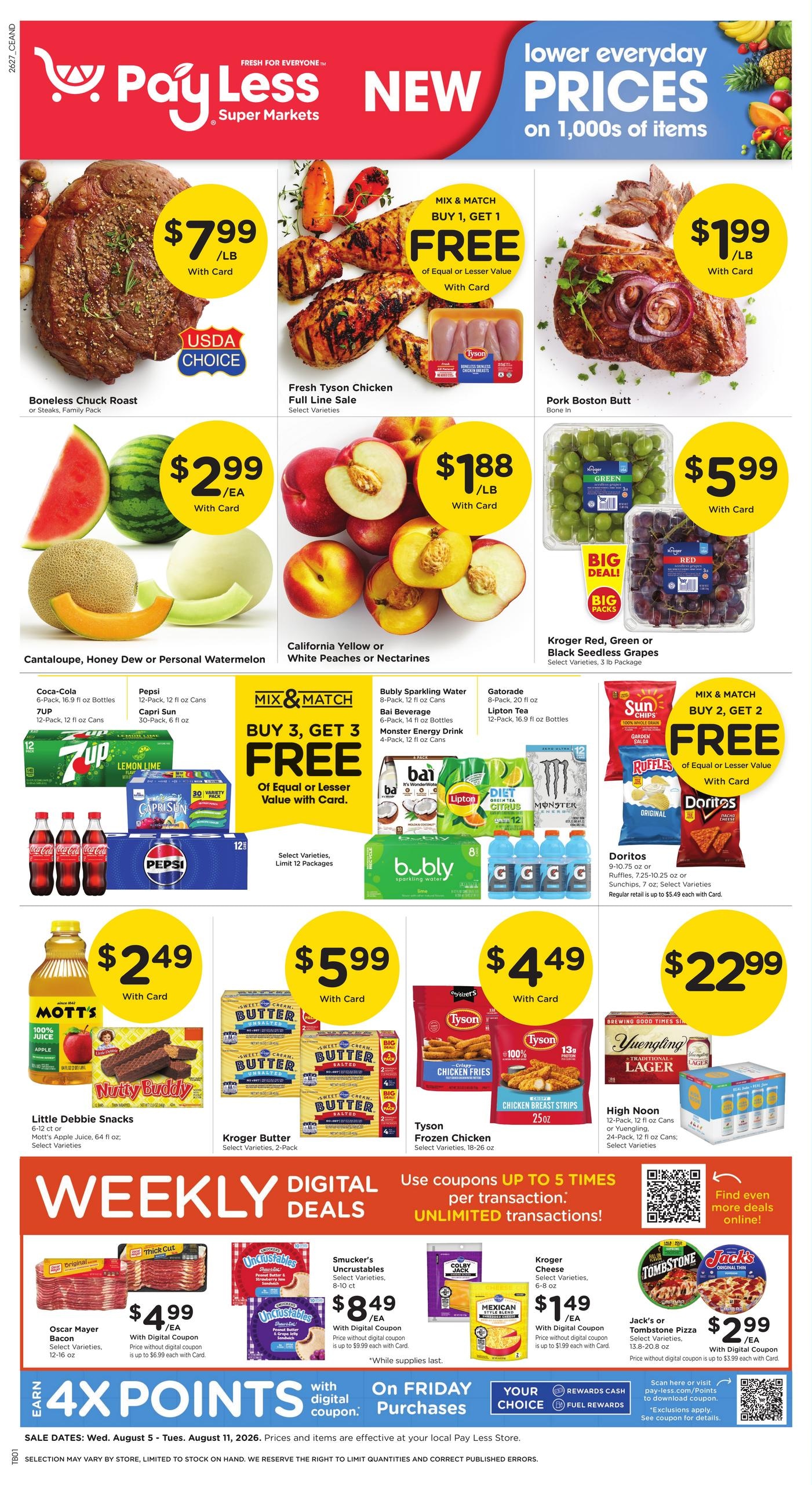 Pay Less Super Markets (Fishers–Mccordsville Area, IN) Weekly Ad August 5 - 11, 2026
